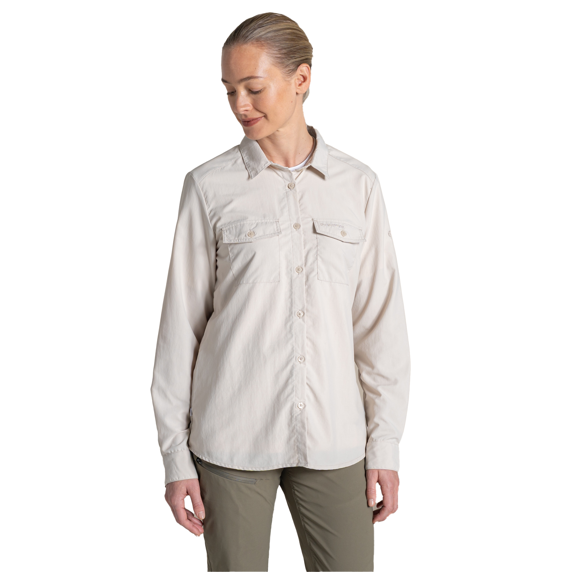 Craghoppers Dames Loukkos Nosilife Langsleeve Shirt (Oyster)