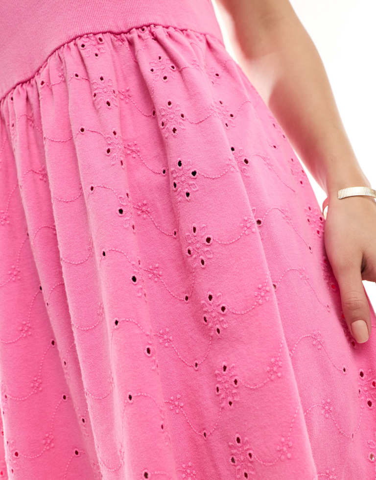 ASOS DESIGN ribbad tank midi-klänning med broderad kjol dam – bild 2