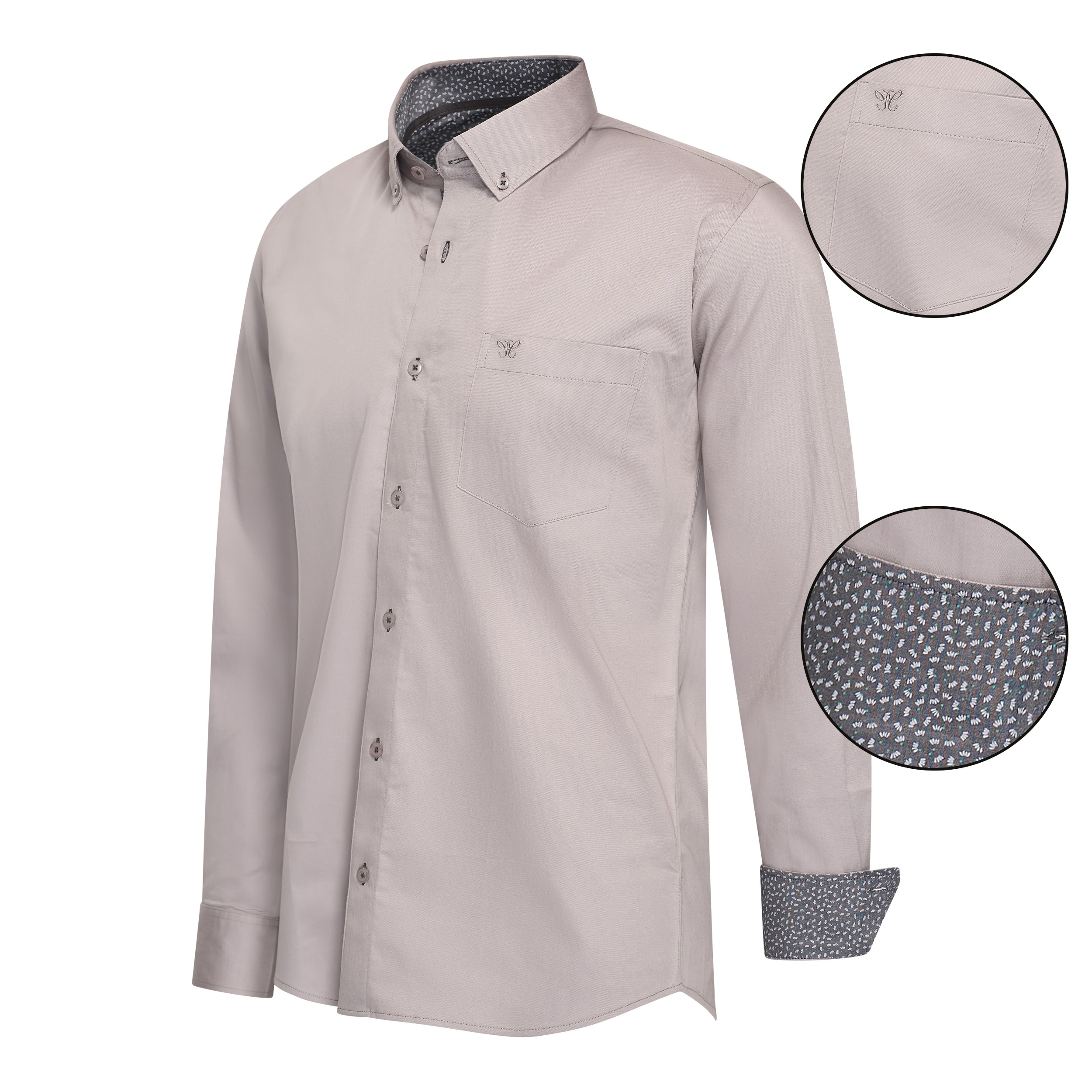 Thumbnail - Cappuccino Italia Regular Fit Hemd Grau