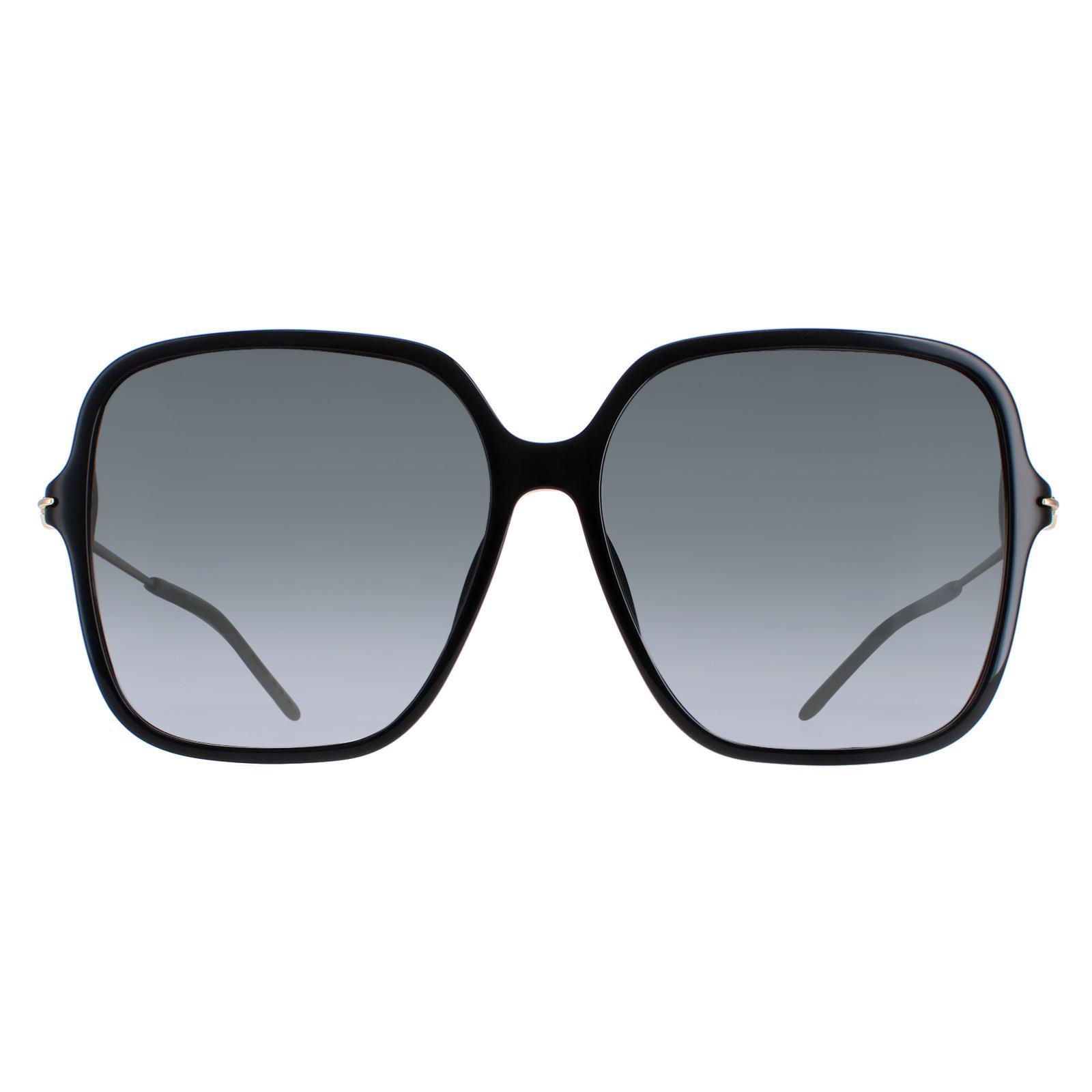 Thumbnail - Gucci Square Womens Glänzend Schwarz und Gold Grau Gradient GG1267S