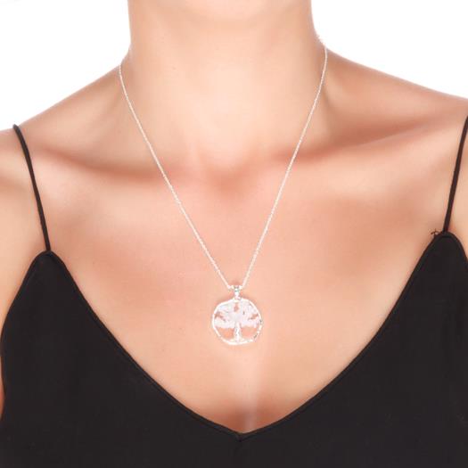 Luxenter budleia halsband i metallegering och rosenkvarts, rodiumpläterad finish dam – bild 2