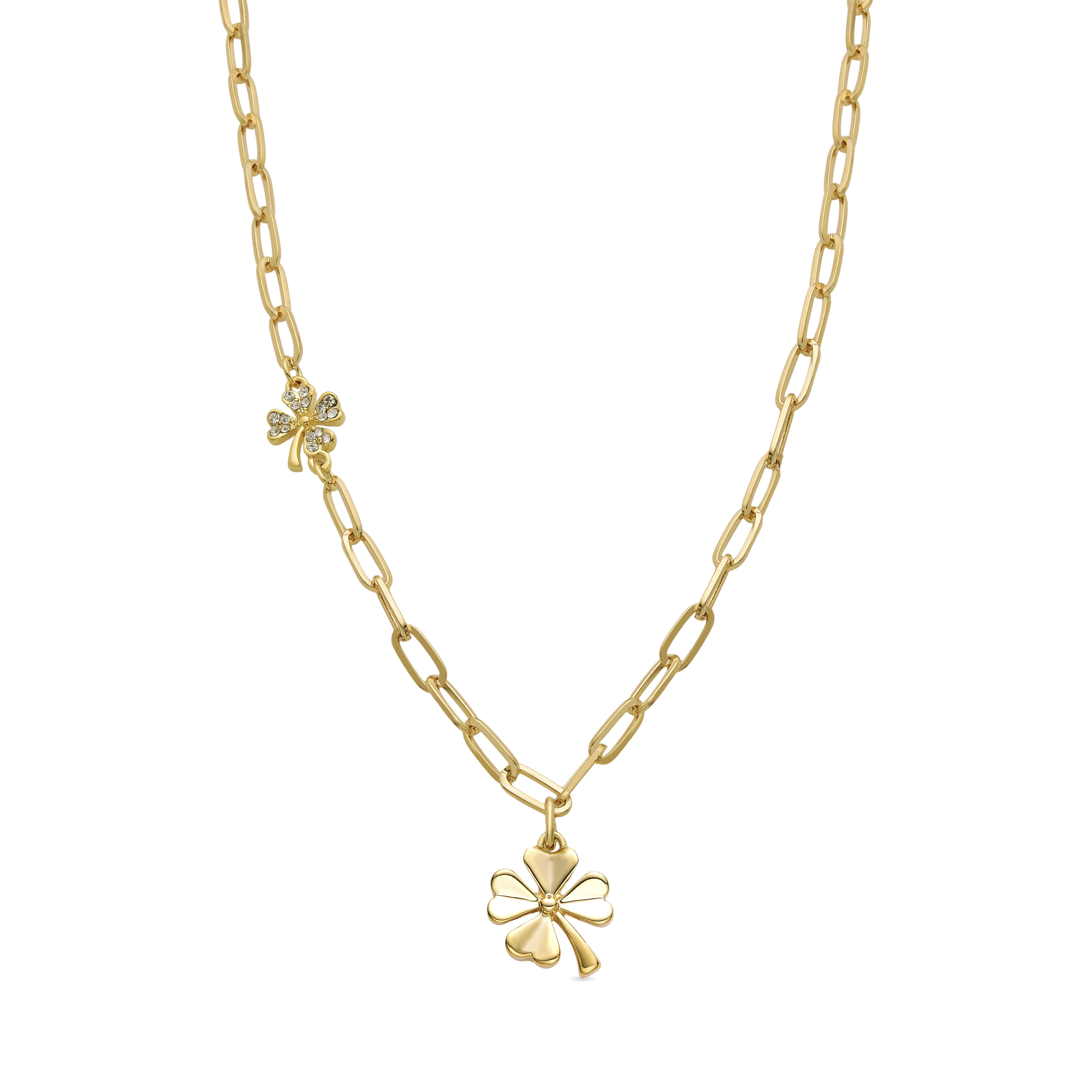 Blomma halsband i glänsande zirkonia, 18k guldfinish