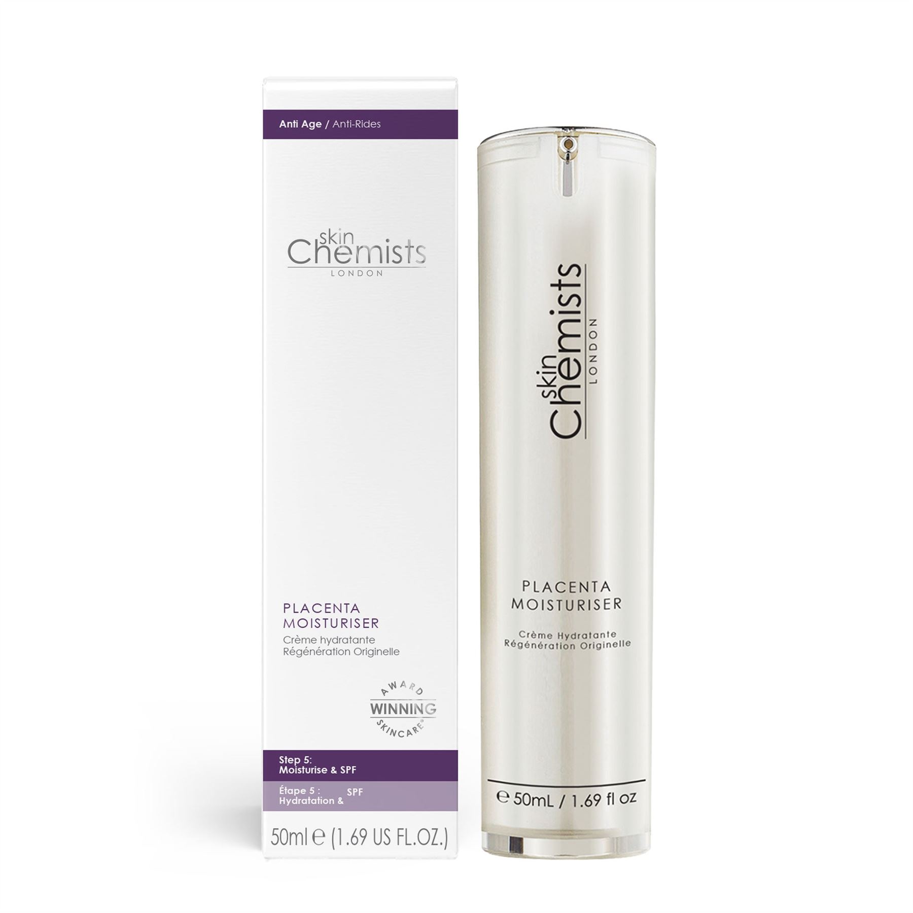 SkinChemists Unisex Anti-Ageing Placenta Moisturiser 50ml for Fine Lines, Wrinkles, Dryness - One Size