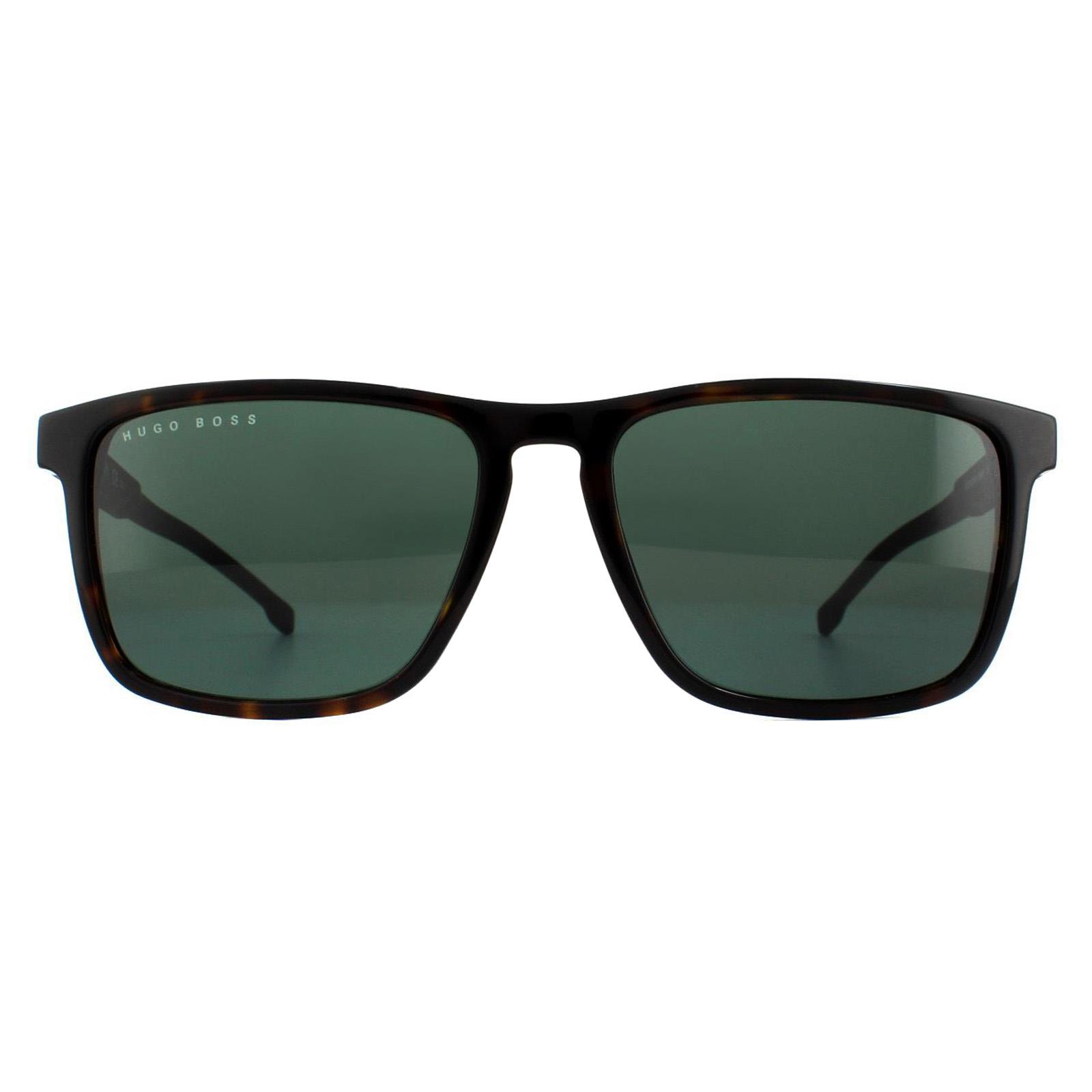 Thumbnail - Hugo Boss Square Mens Dark Havana Green Sonnenbrille