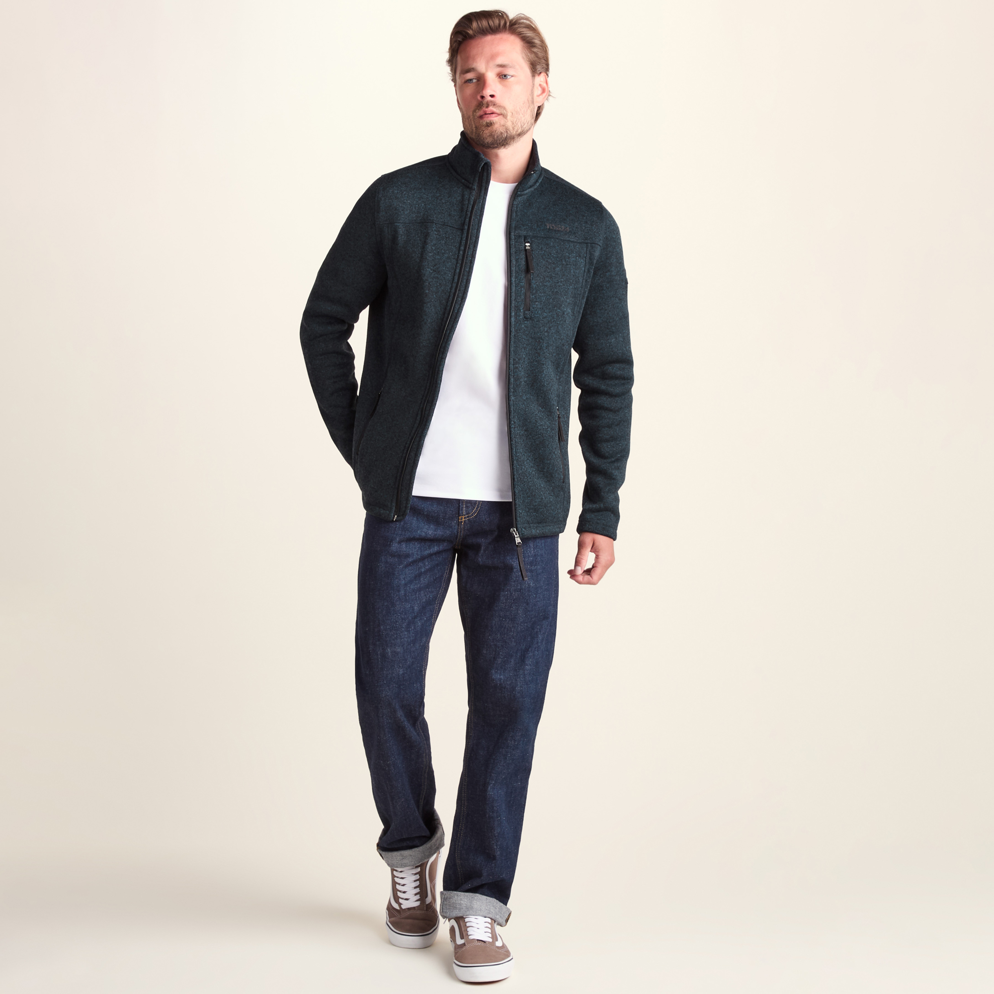 Tog24 Men's Dark Indigo Cresswell Knitlook Fleece Jacket - Image 3