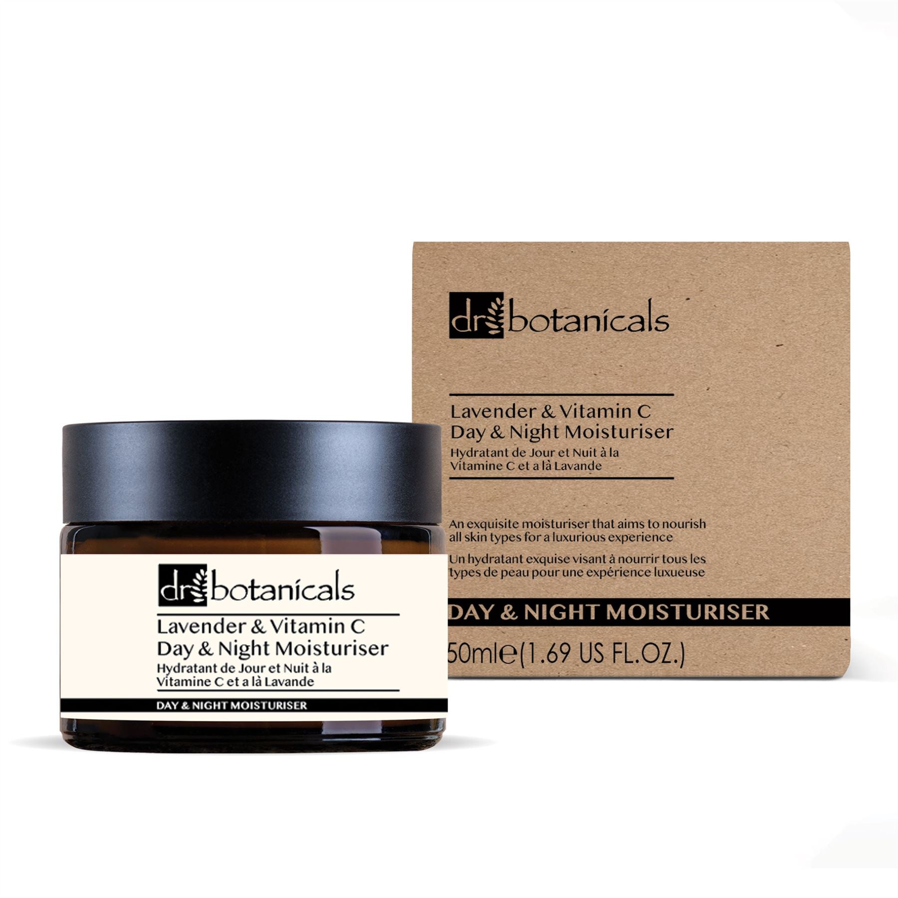 Dr. Botanicals Unisex Lavender & Vitamin C Anti-Ageing Day & Night Moisturiser 50ml for Brightening, Dark Spots - One Size