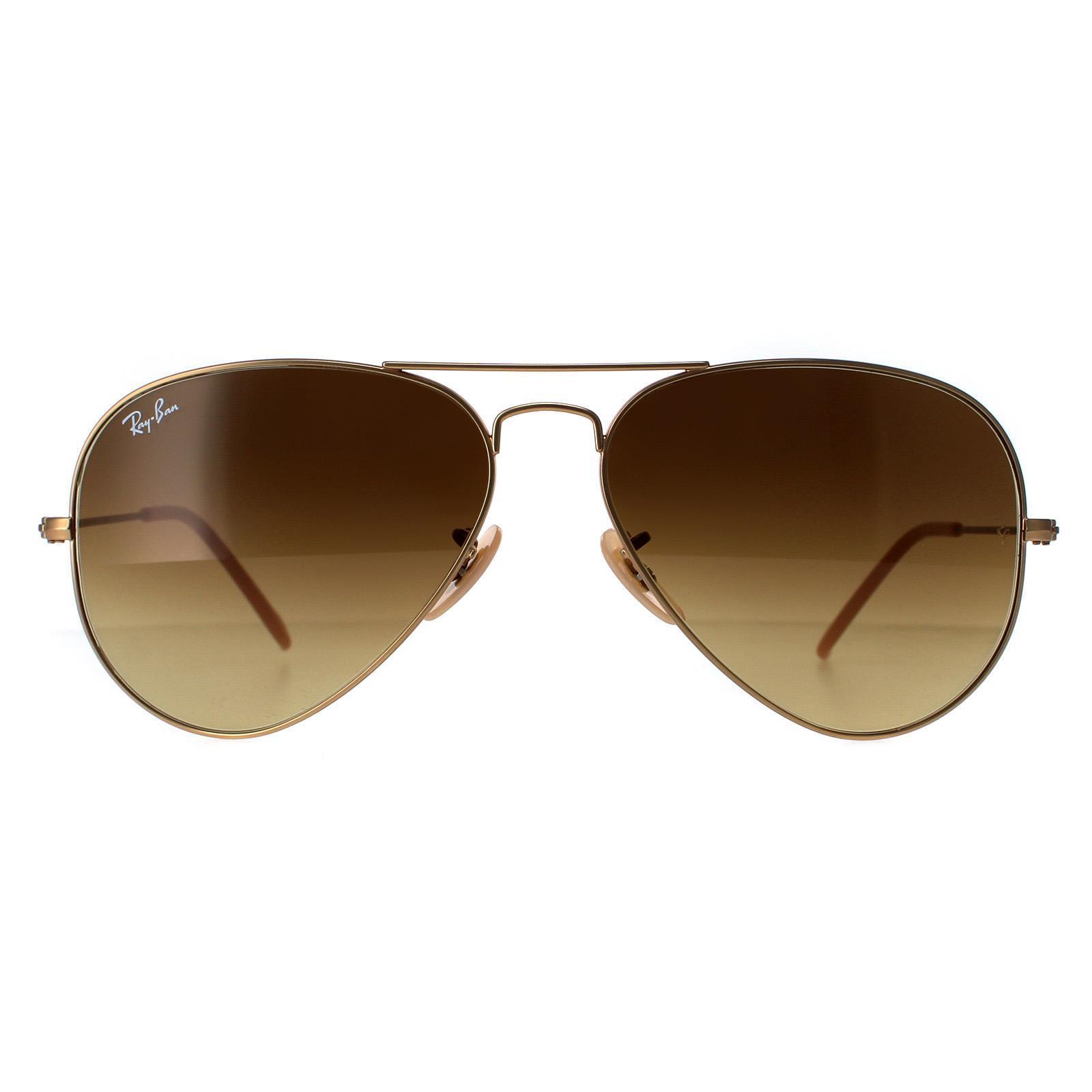 Ray-Ban Unisex Sunglasses Aviator 3025 112/85 Matt Gold Brown Gradient Metal – One Size