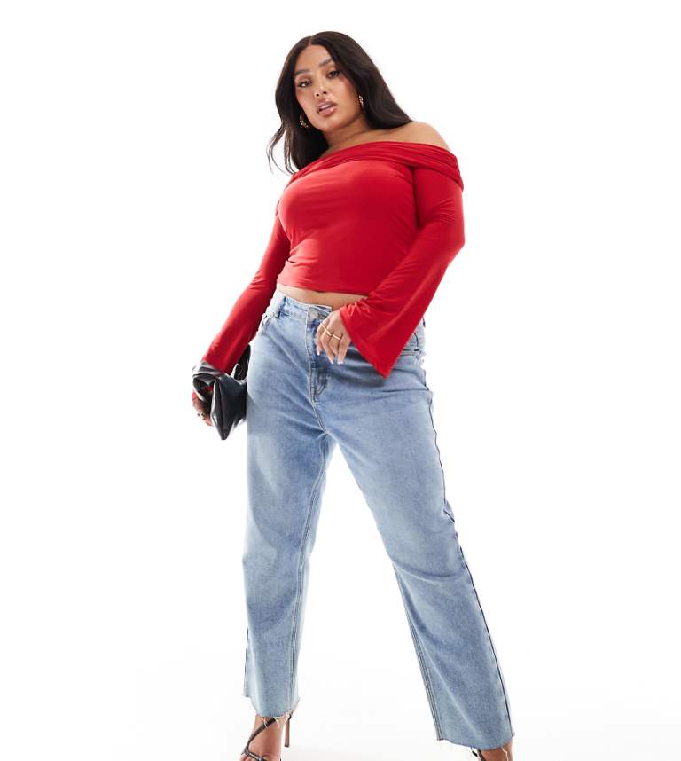 ASOS DESIGN Curve slinky top med en axel