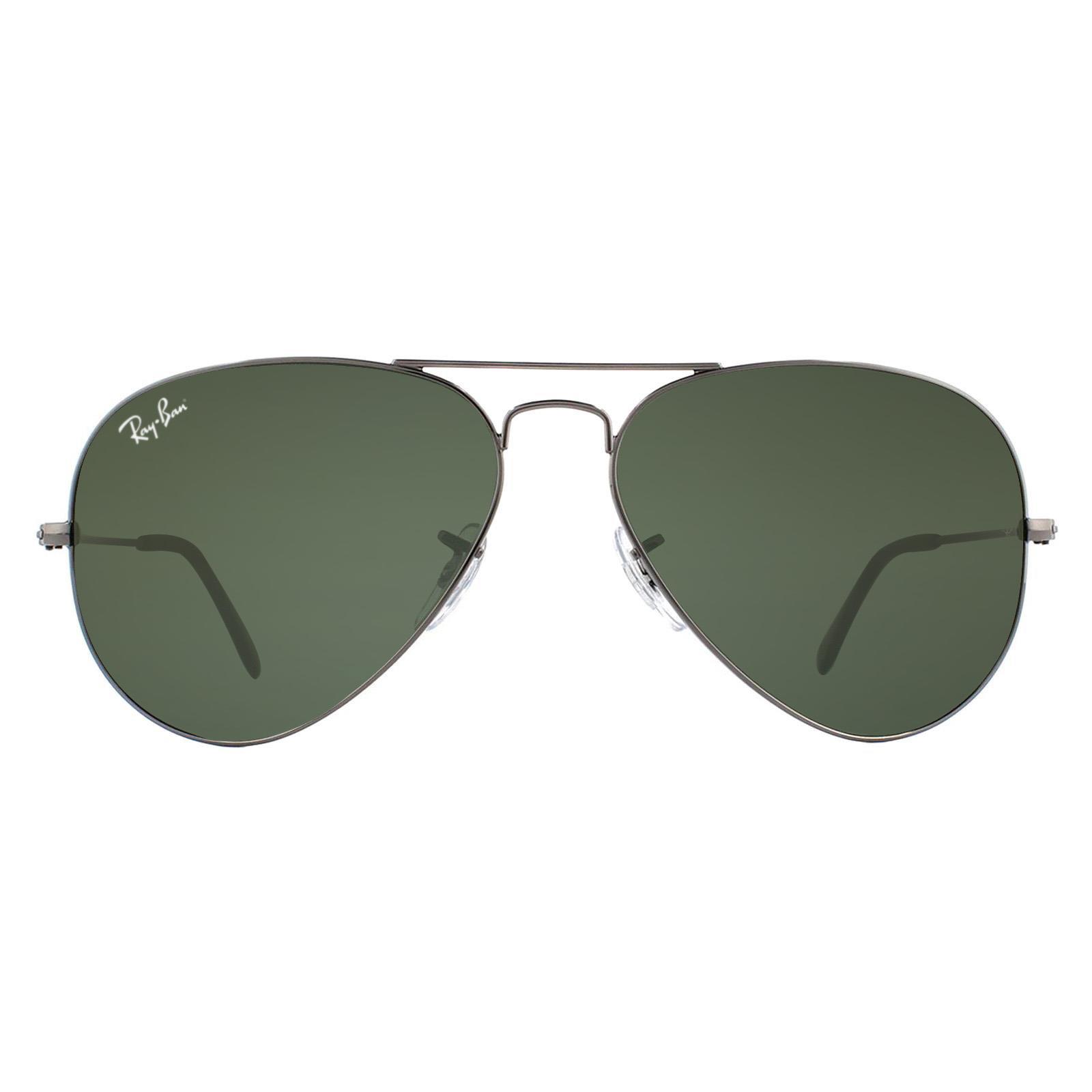 Ray-Ban Unisex Sunglasses Aviator 3025 W0879 Gunmetal Green – Grey – One Size