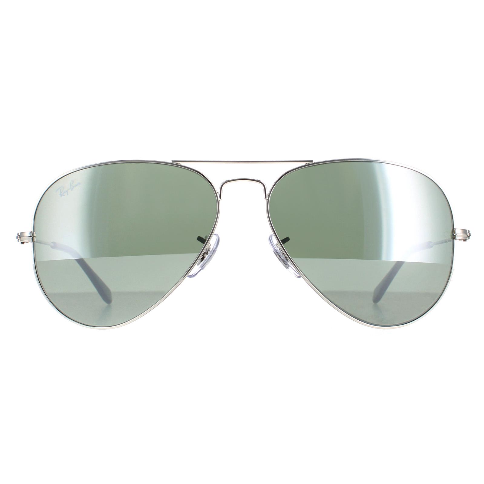 Ray-Ban Unisex Sunglasses Aviator 3025 W3277 Silver Grey Mirror Metal – One Size