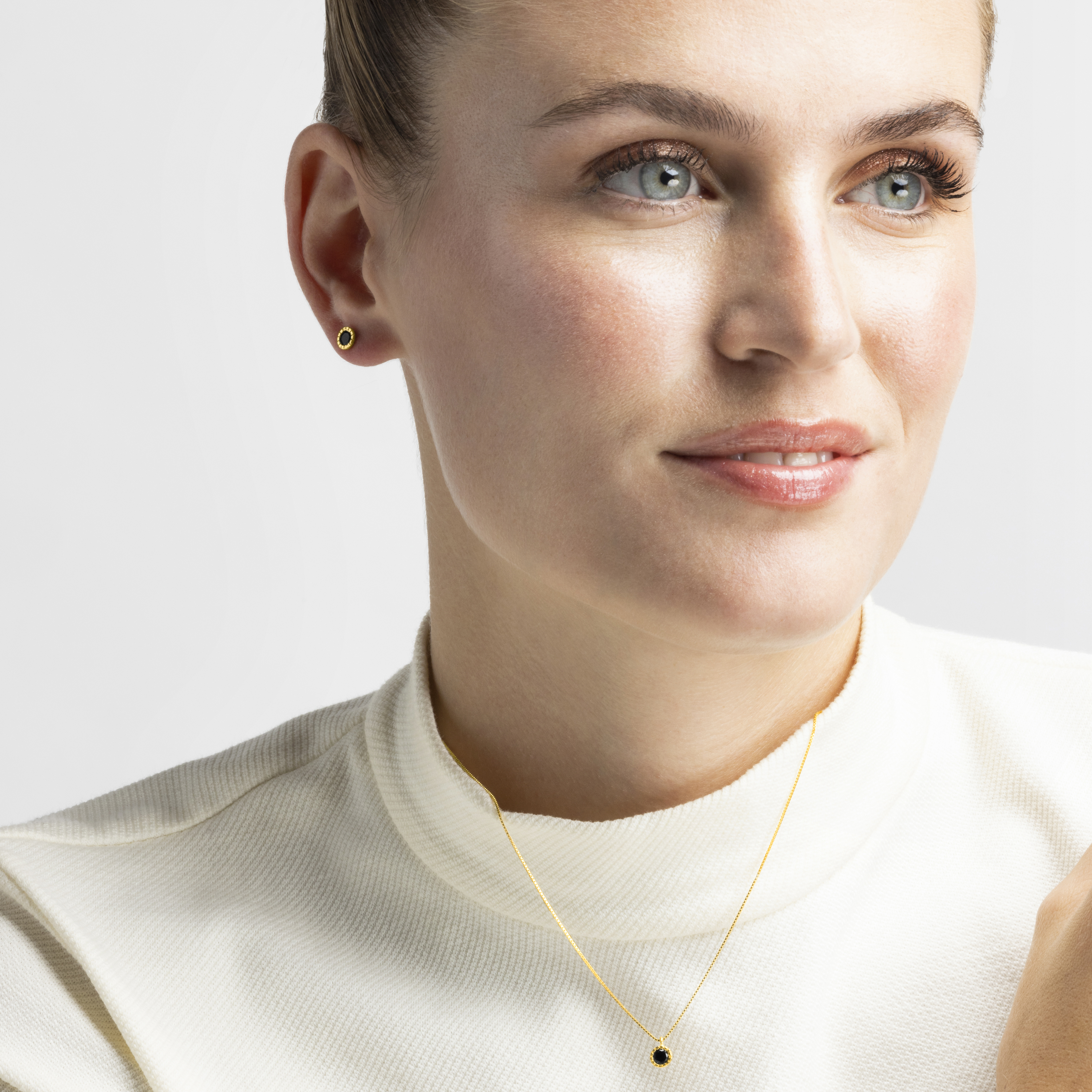 Luxenter naadim-örhängen i 925 sterling silver och onyx zirkonia 18K guldpläterad finish dam – bild 2
