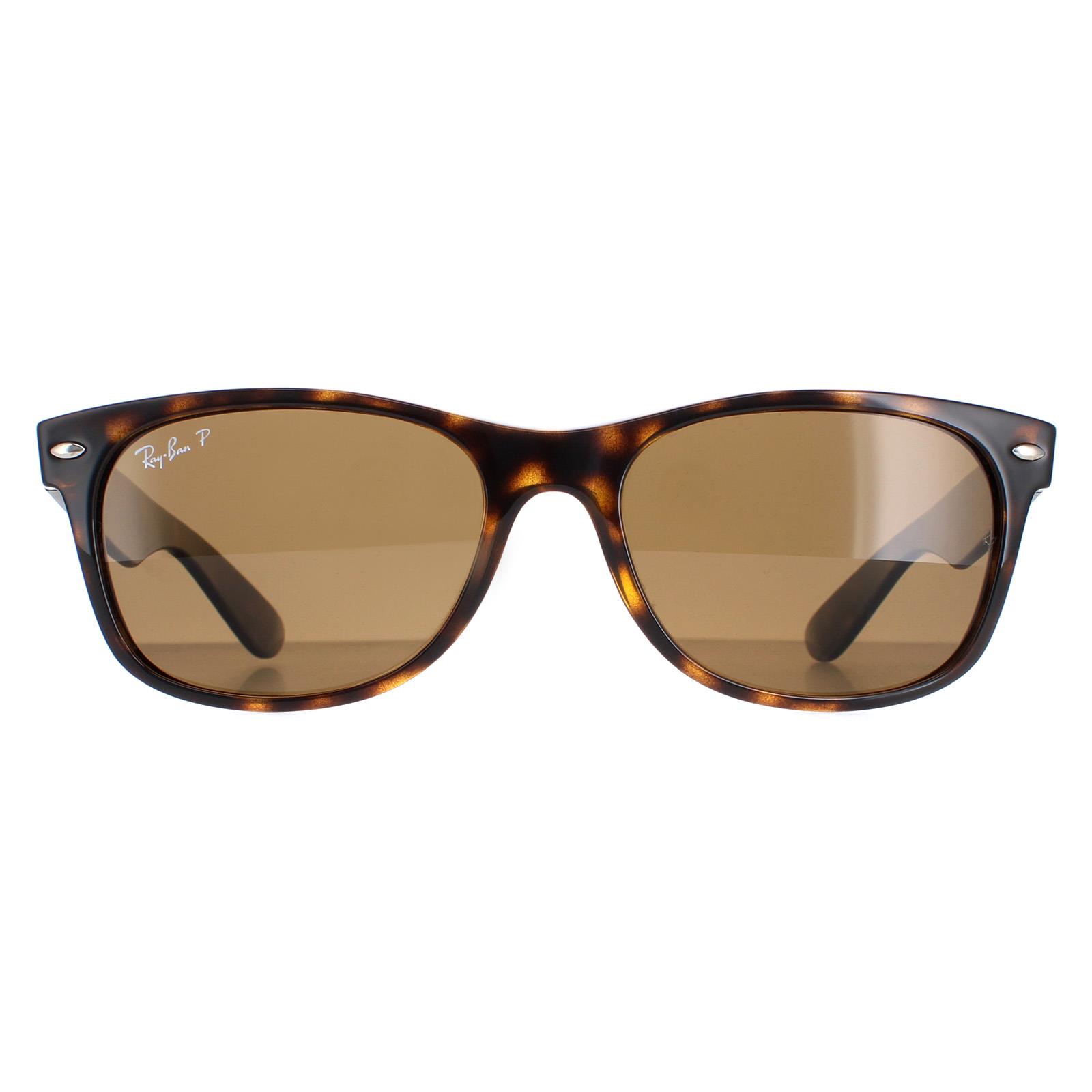 Lunettes De Soleil Ray-Ban Nouveau Wayfarer 2132 902/57 Tortue Brun Polarisé 55mm
