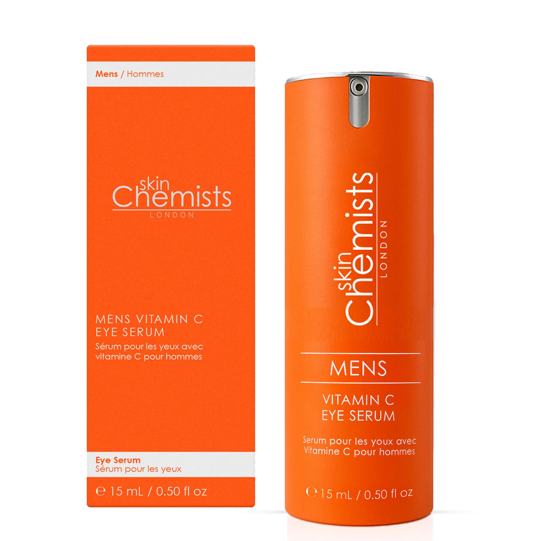 SkinChemists Mens Anti-Ageing Vitamin C Eye Serum 15ml for Dark Circles, Fine Lines, Wrinkles, Brightening - One Size