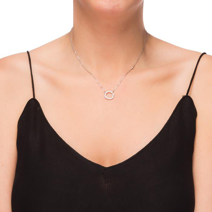 Luxenter thilak-halsband av 925 sterling silver och glänsande rodiumpläterad zirkonia dam – bild 2