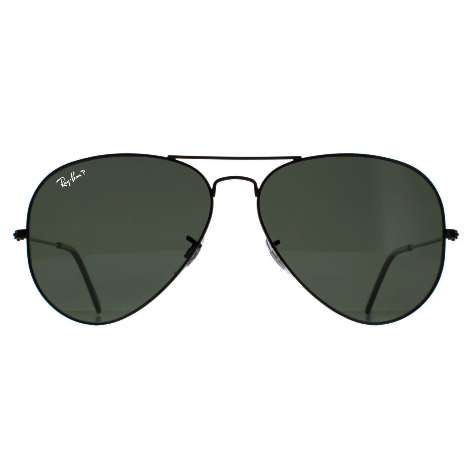 Ray-Ban Unisex Sunglasses Aviator 3025 Black Green Polarized 002/58 Metal – One Size