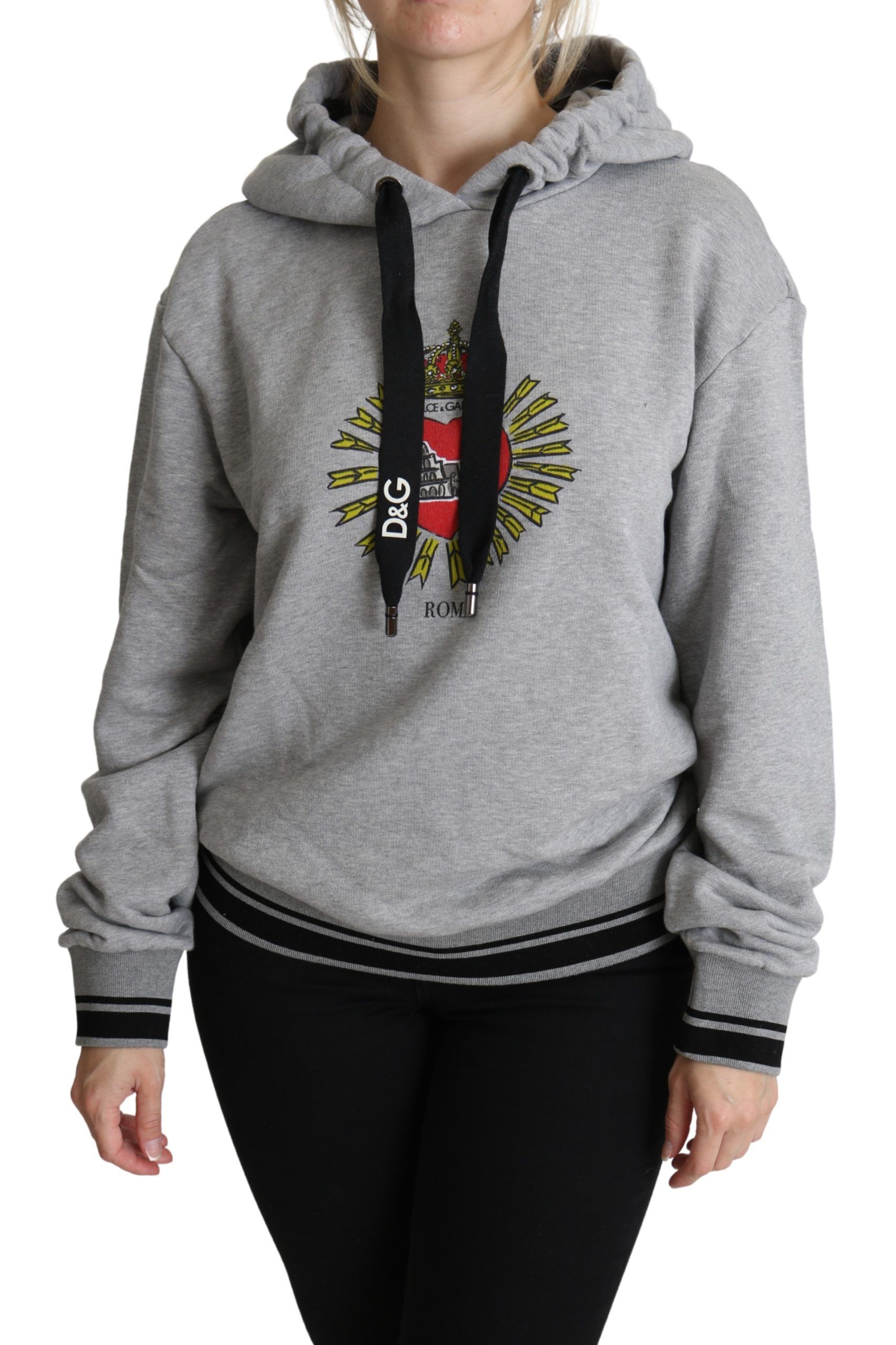 Dolce & Gabbana Vrouw Grijs Fleece Hoodie Heilig Hart Model