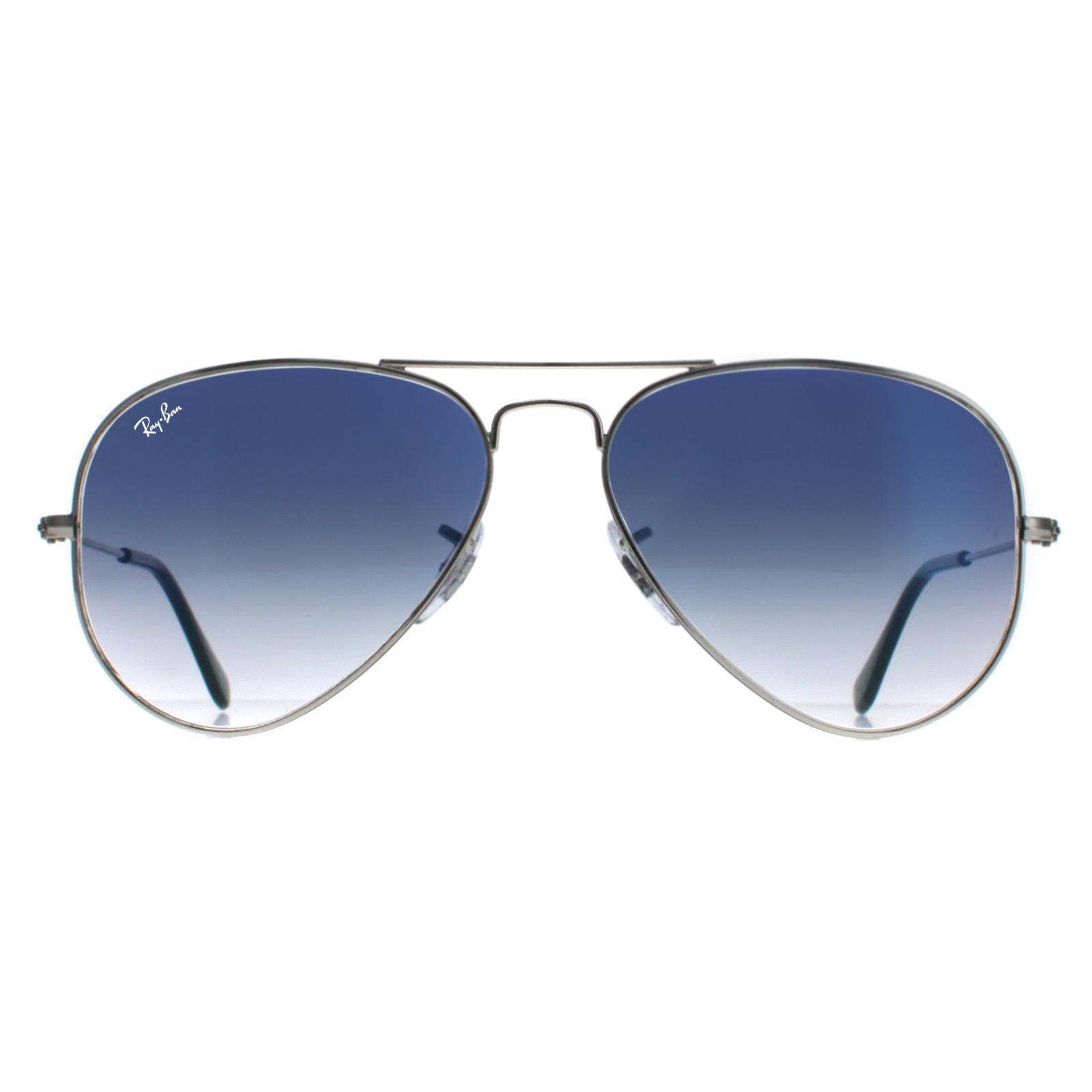 Ray-Ban Unisex Sunglasses Aviator 3025 003/3F Silver Light Blue Gradient 58mm Metal (archived) – One Size