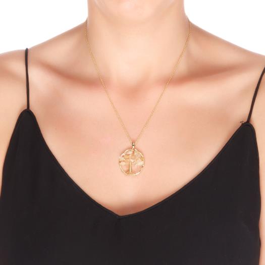 Luxenter budleia 18k guldpläterat halsband med metallegering och naturlig citrin dam – bild 2