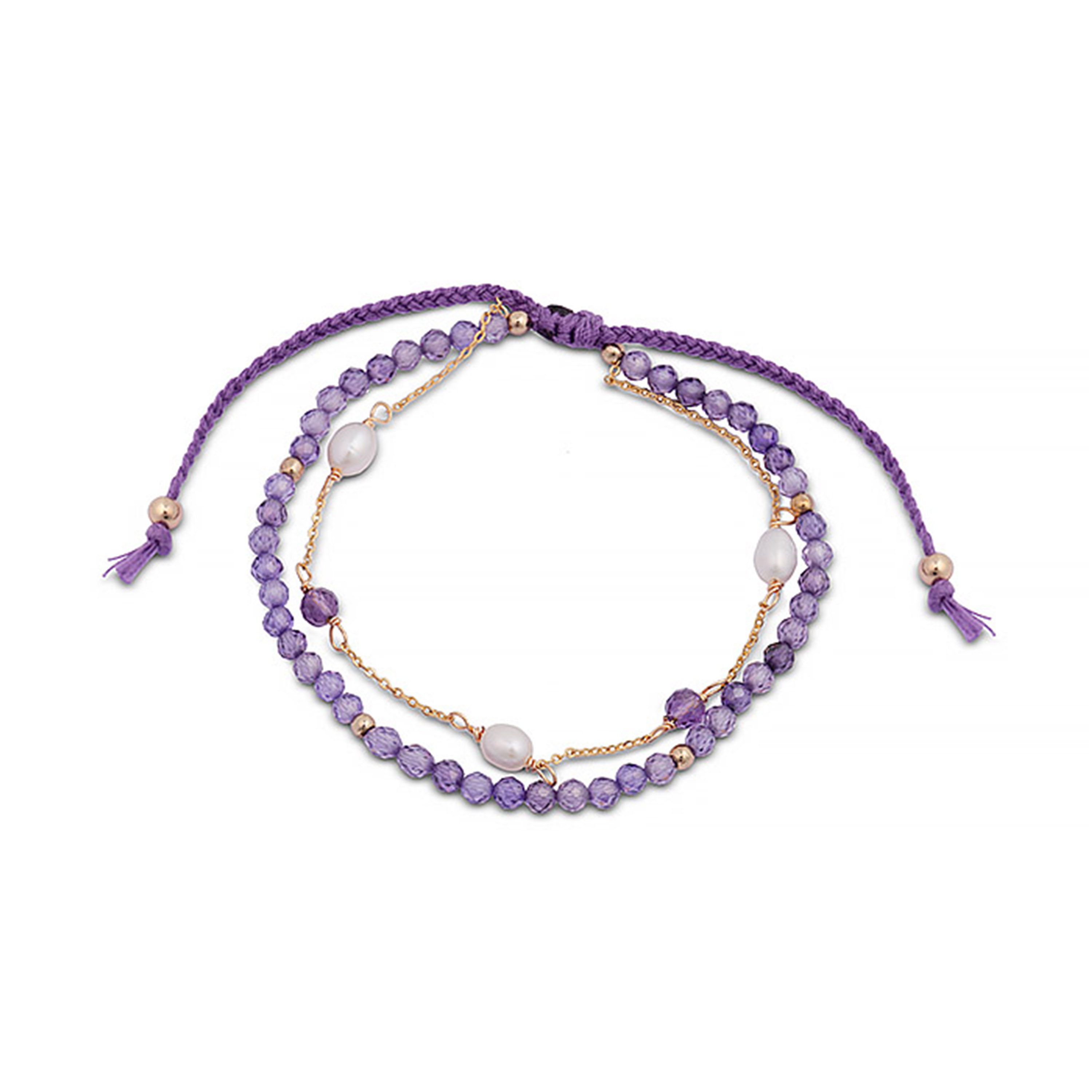athat armband i metallegering och ametist zirkonia 18K guldpläterad finish