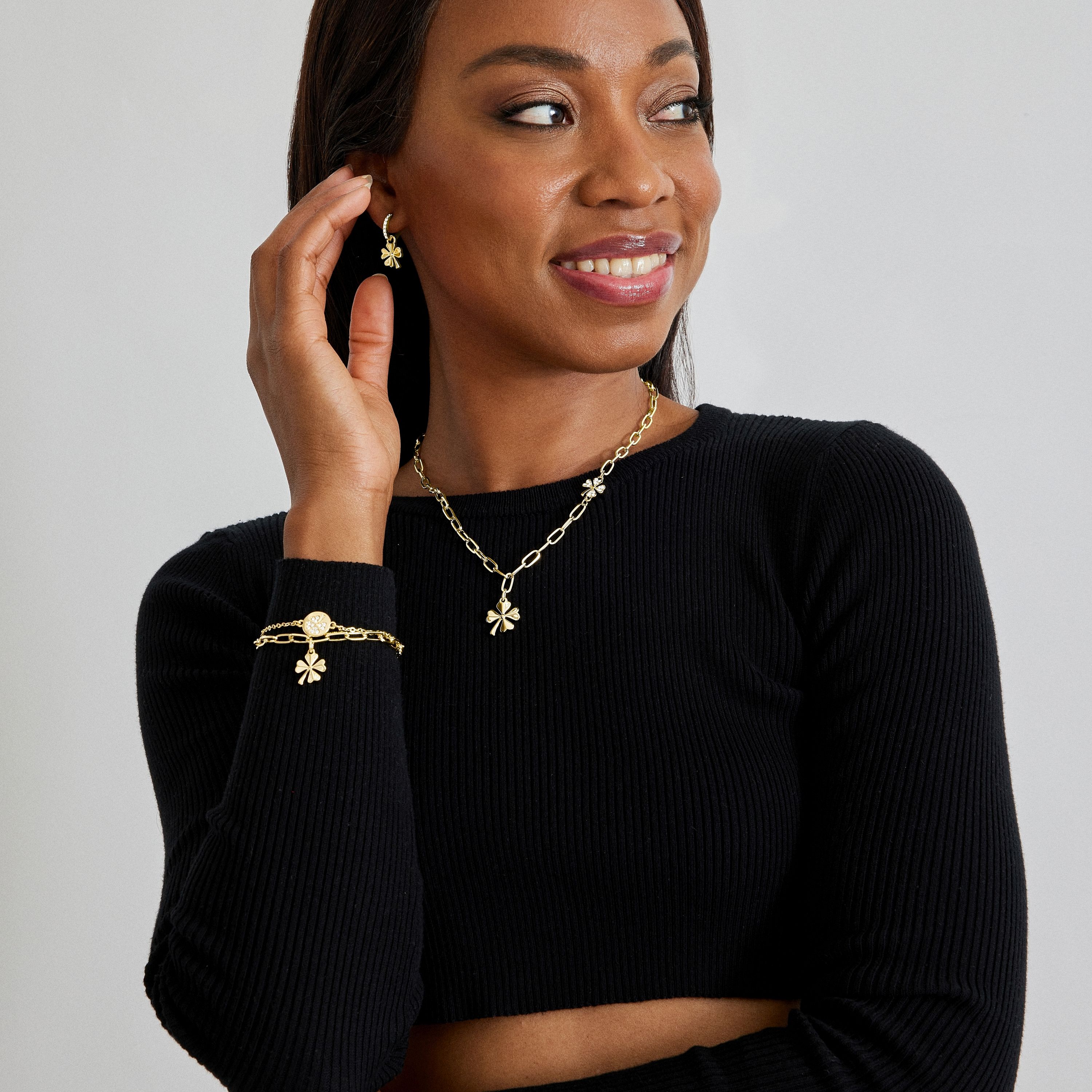 Luxenter Blomma halsband i glänsande zirkonia, 18k guldfinish dam – bild 2
