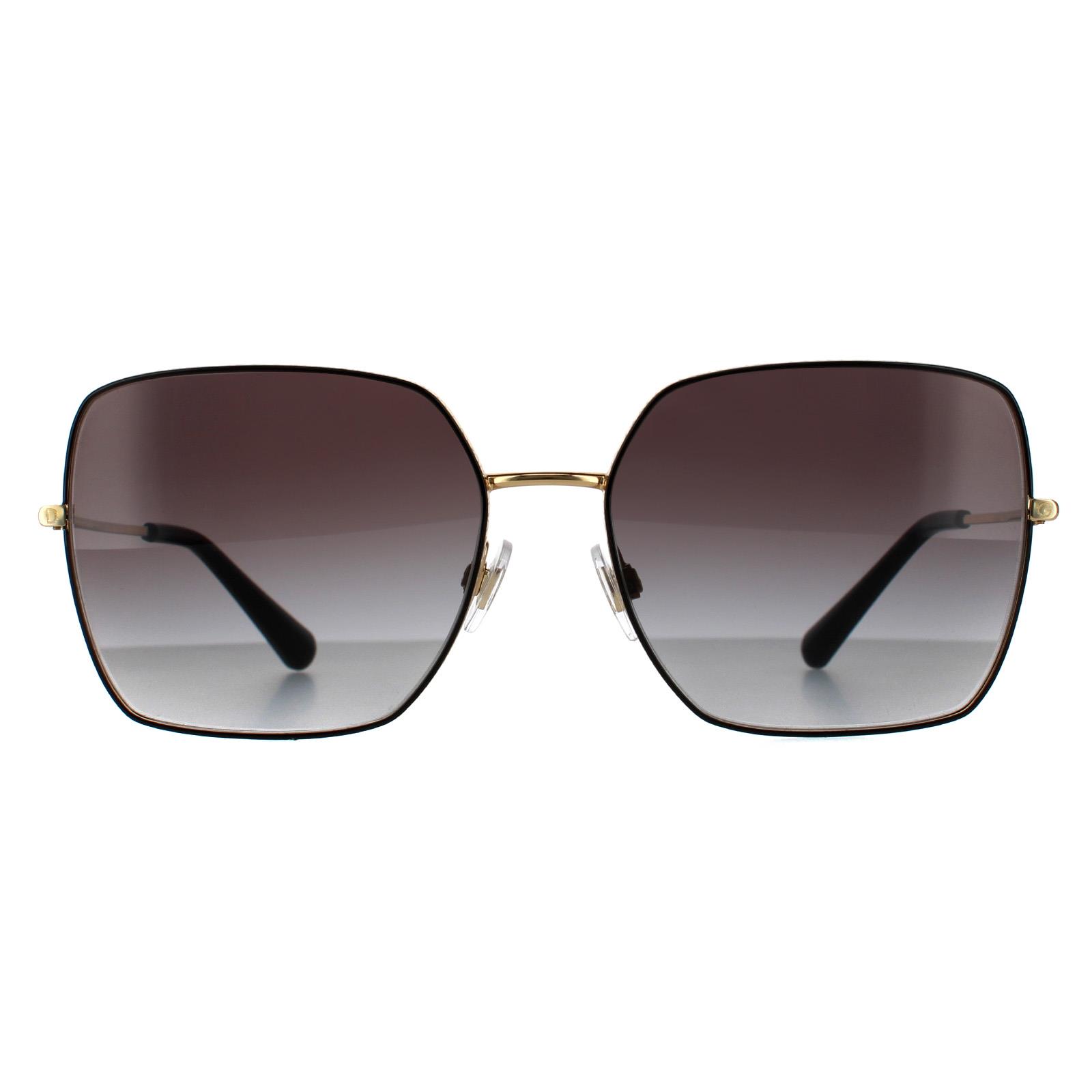 Thumbnail - Dolce & Gabbana Square Womens Schwarz Gold Schwarz Grau Gradient Sonnenbrille