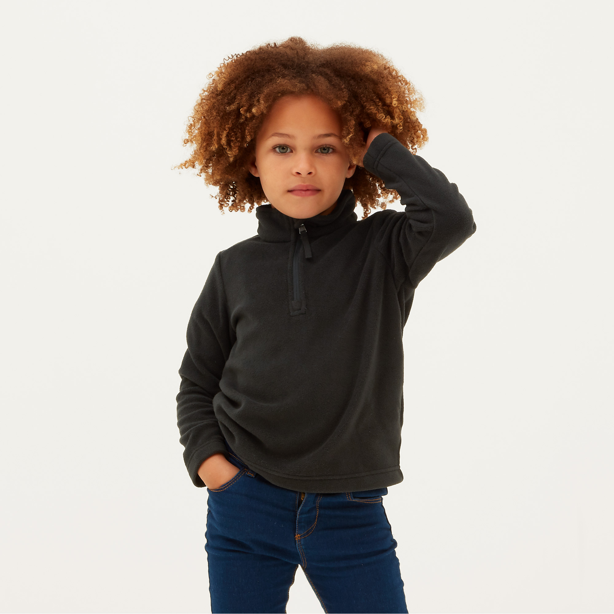 TOG24 Childrens Unisex Toffolo Kids ZipNeck Fleece Black - Size 6-7Y
