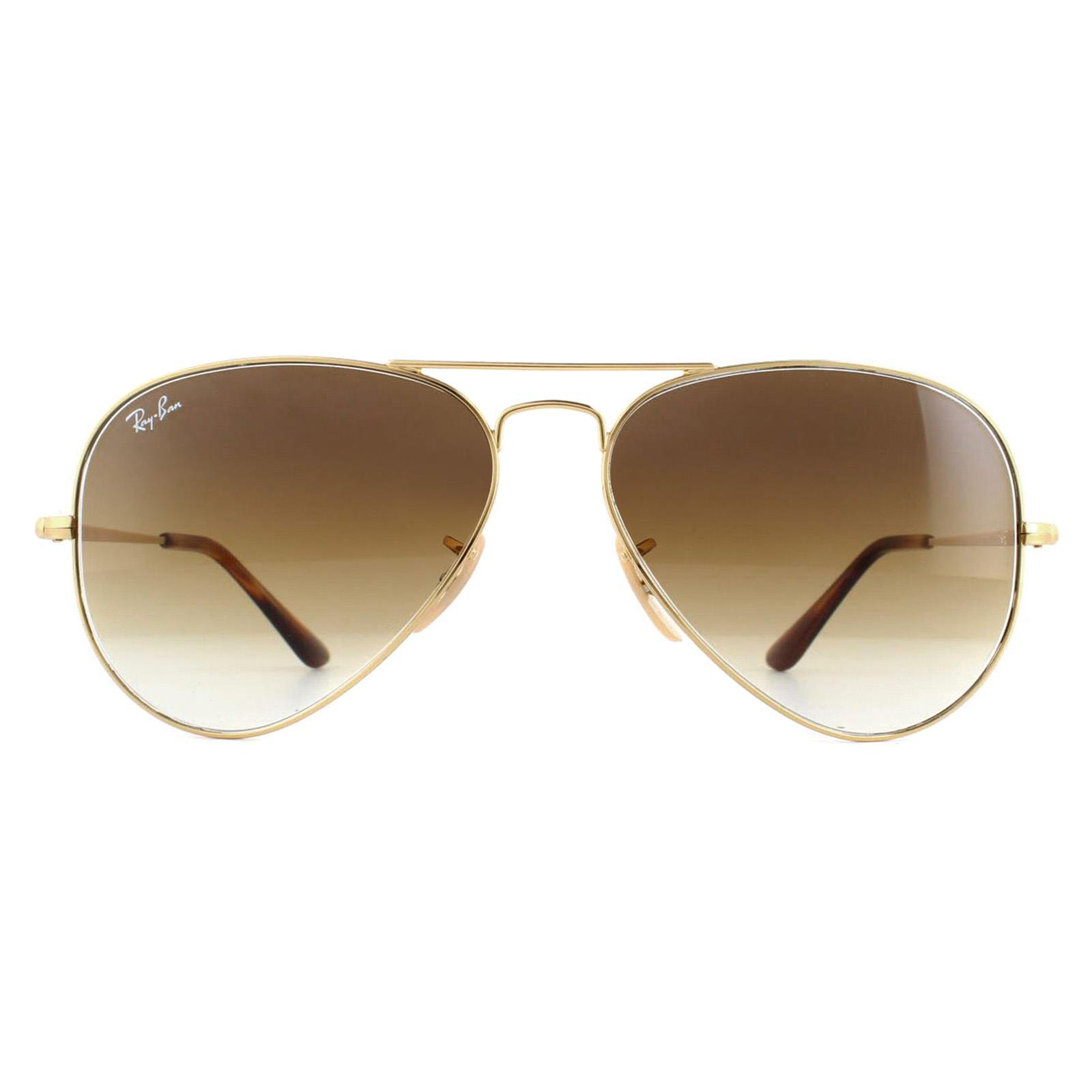 Ray-Ban Mens Sunglasses Aviator Metal II RB3689 914751 Gold Brown Gradient – One Size