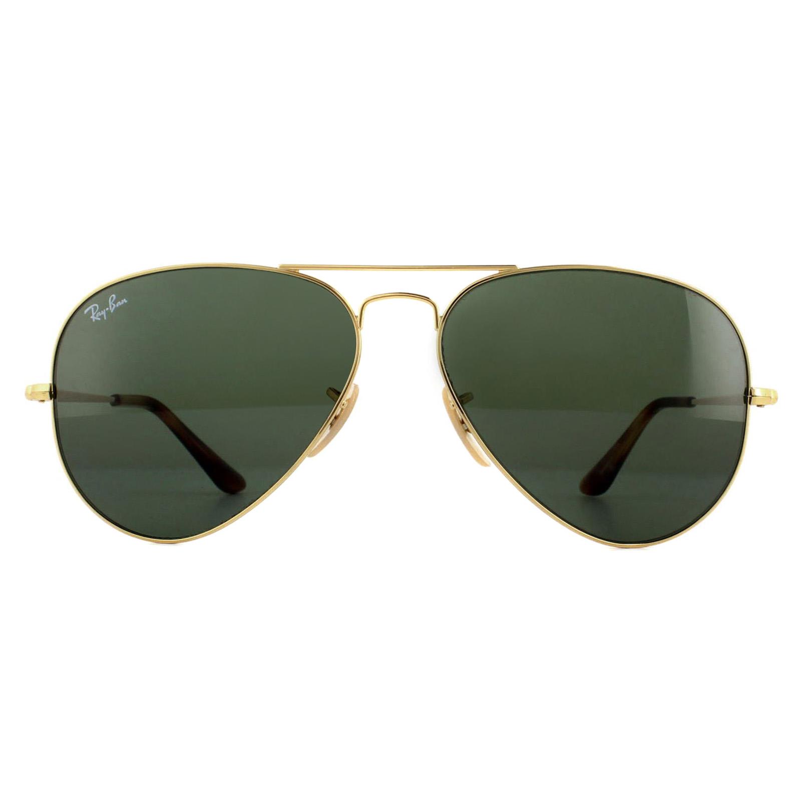 Ray-Ban Unisex Sunglasses Aviator Metal II RB3689 914731 Gold Green – One Size