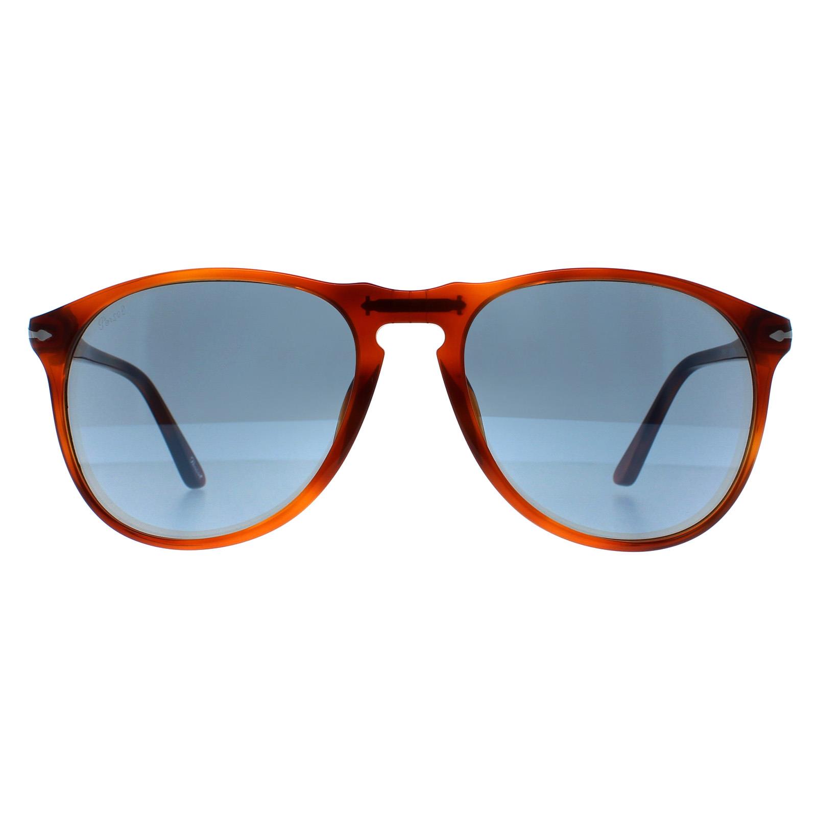 Persol Men's Brown/Blue Po9649s 96/56 Man Sunglasses Acetate Pilot Normal - Image 4