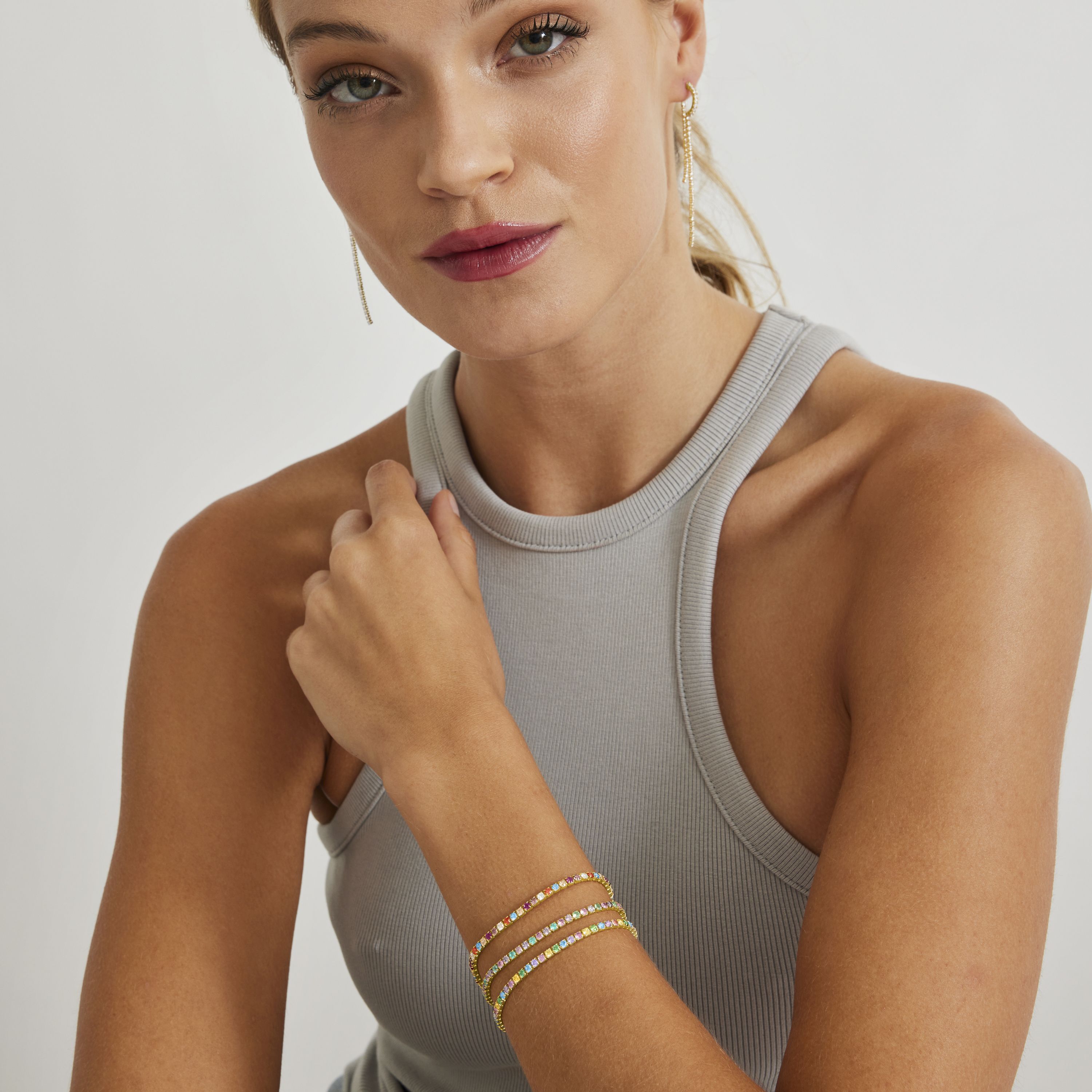 Luxenter 925 sterling silverarmband med flerfärgade zirkoner i 18K gult guld Tahu dam – bild 2