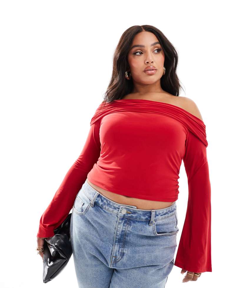 ASOS Curve ASOS DESIGN Curve slinky top med en axel toppar dam – bild 2