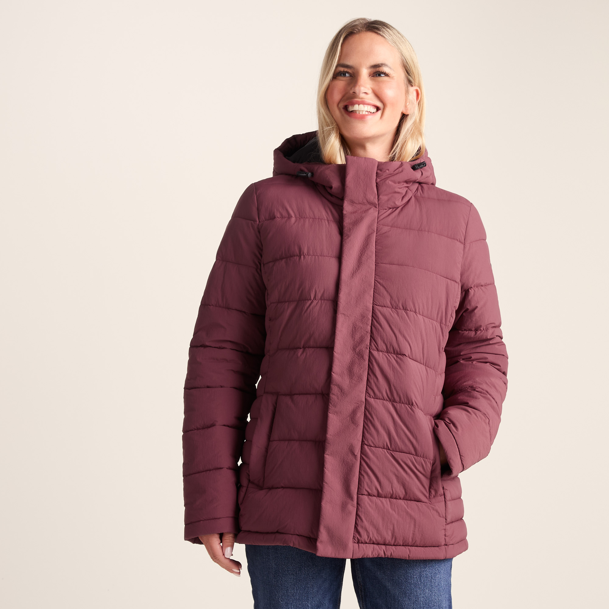 TOG24 Sleight Womens Padded Short Parka Burgundy Polyamide – Size 22 UK