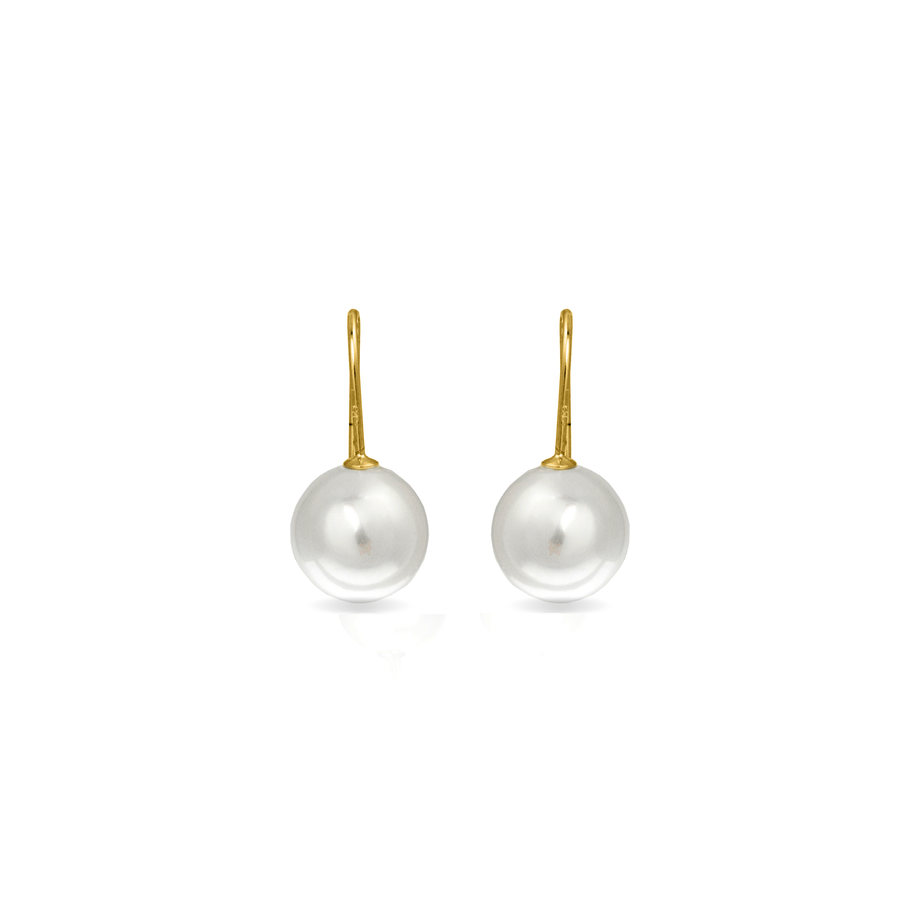 Luxenter Essential Oorbellen in 925 Sterling Zilver en Witte Parel afgewerkt in 18 karaat geel goud