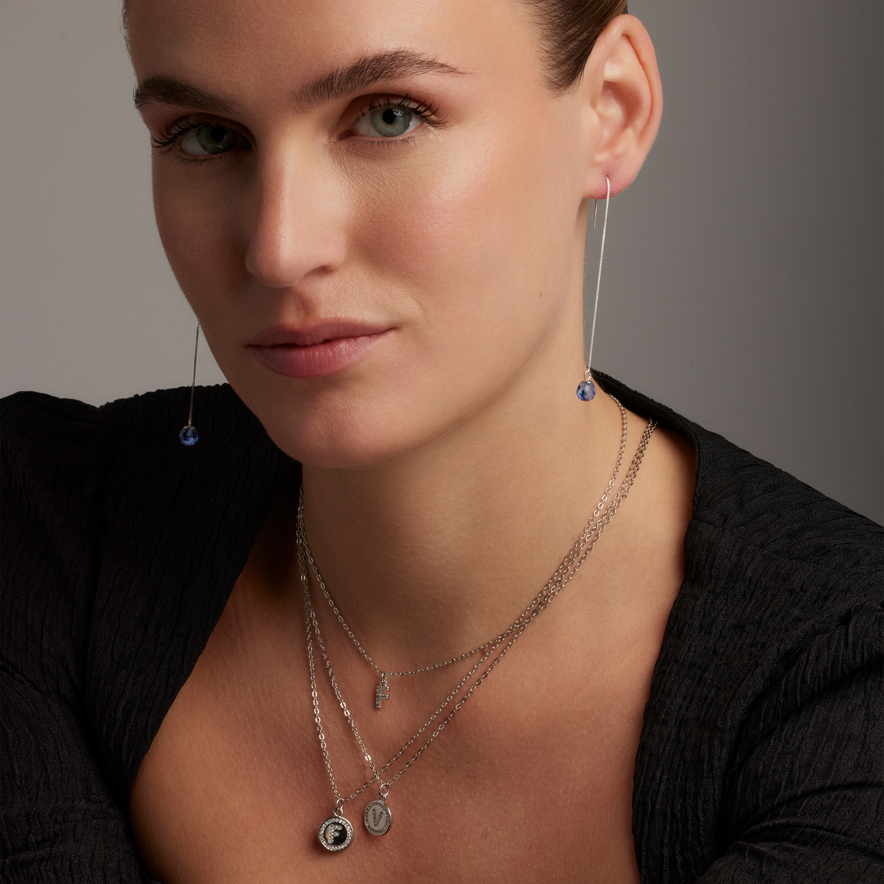 Luxenter yedia örhängen i 925 sterling silver och akvamarinblå hydrotermisk kvarts rodiumpläterad finish dam – bild 2