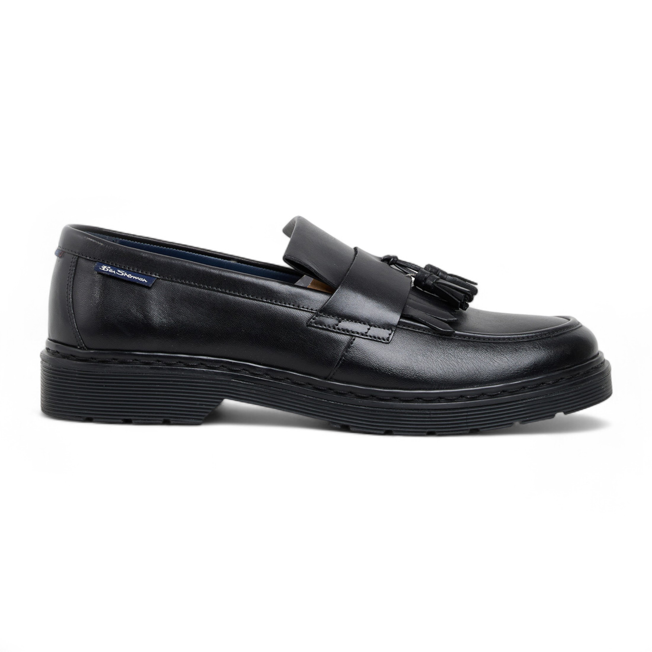 Herr Svarta Läder Tassel Loafer Skor Dudley