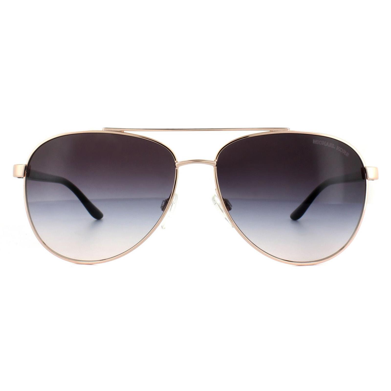 Michael Kors Aviator Womens Rose Gold Brown Gradient Sunglasses Metal – One Size