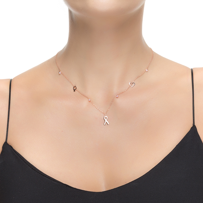 Luxenter Halsband lazo tillverkat av 925 sterling silver och rosa turmalin zirkonia rodiumpläterad finish dam – bild 2