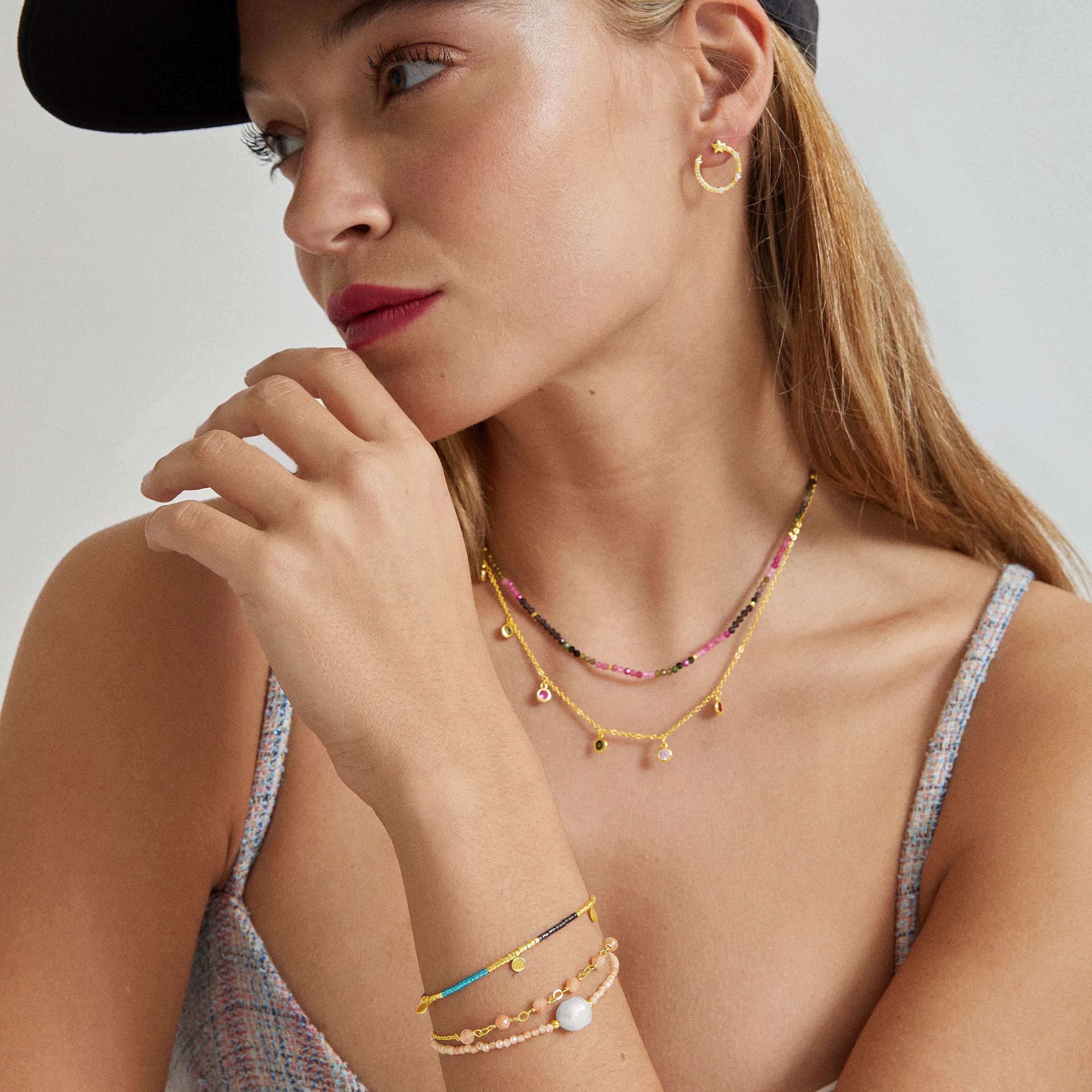 Luxenter ekhao armband i metallegering och champagne zirkonia 18K guldpläterad finish dam – bild 2