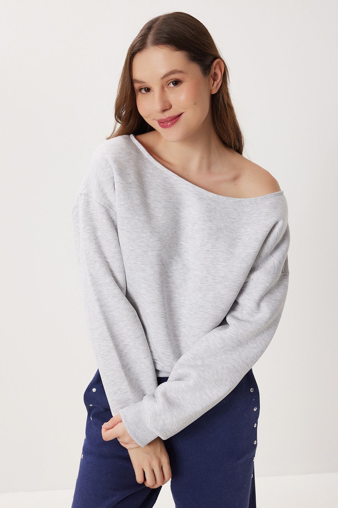 Asymmetrisk Krage Sweatshirt