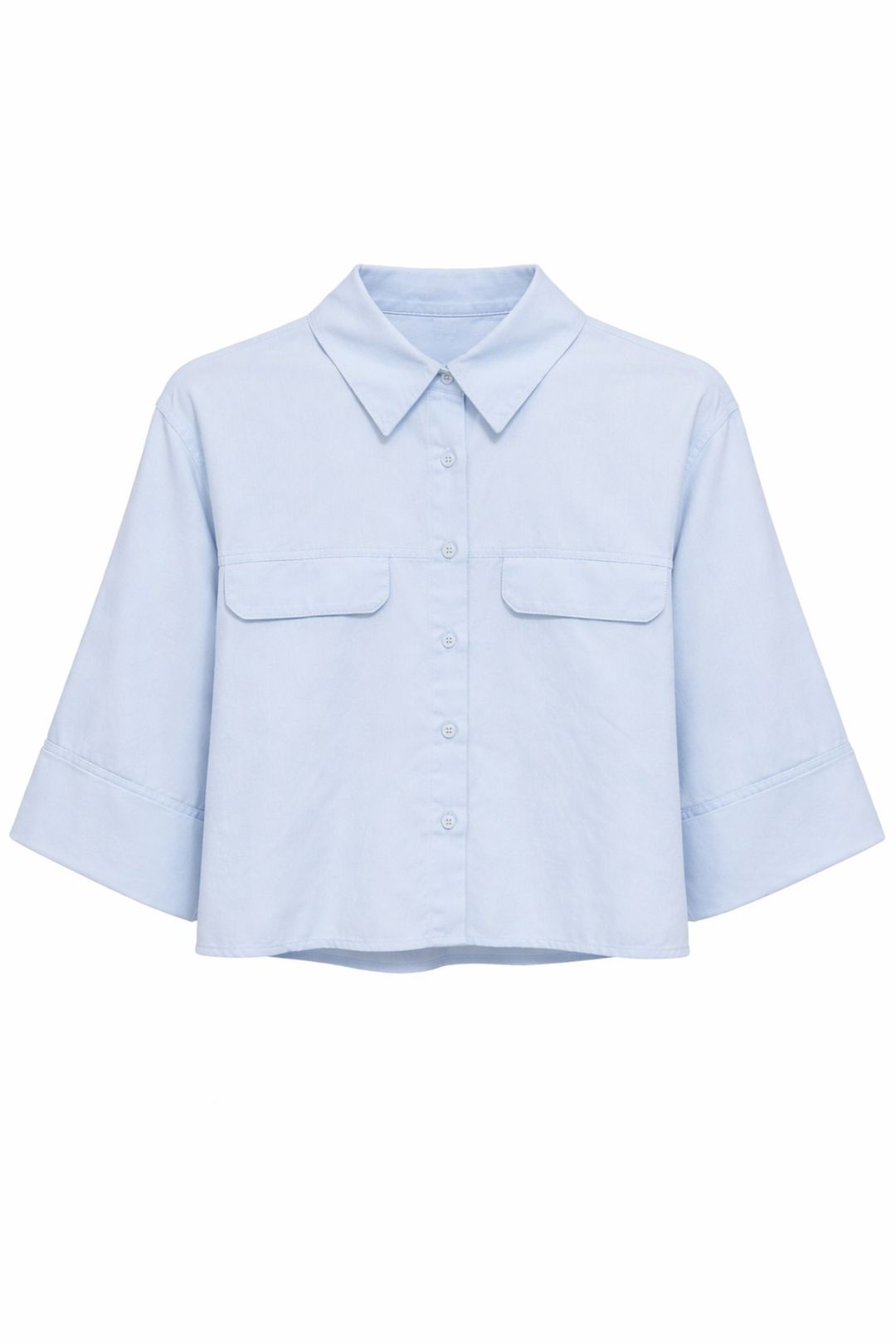 Kortärmad Crop Poplin Skjorta