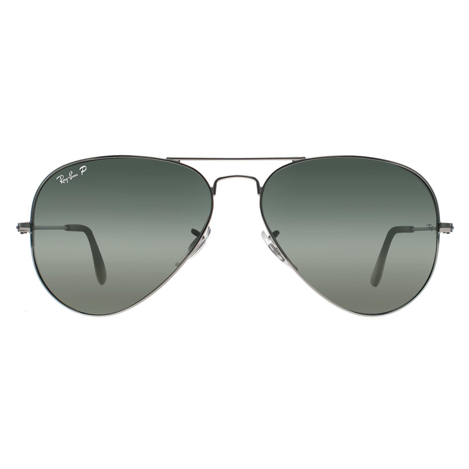 Thumbnail - Lunettes de soleil Ray-Ban Aviator 3025 Miroir argent vert polarisé en argent 003/59