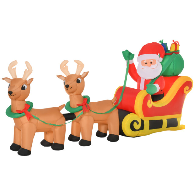 4goodz Opblaasbare Kerstman met Slee met 6 LED-lampjes - Waterdicht 240 cm