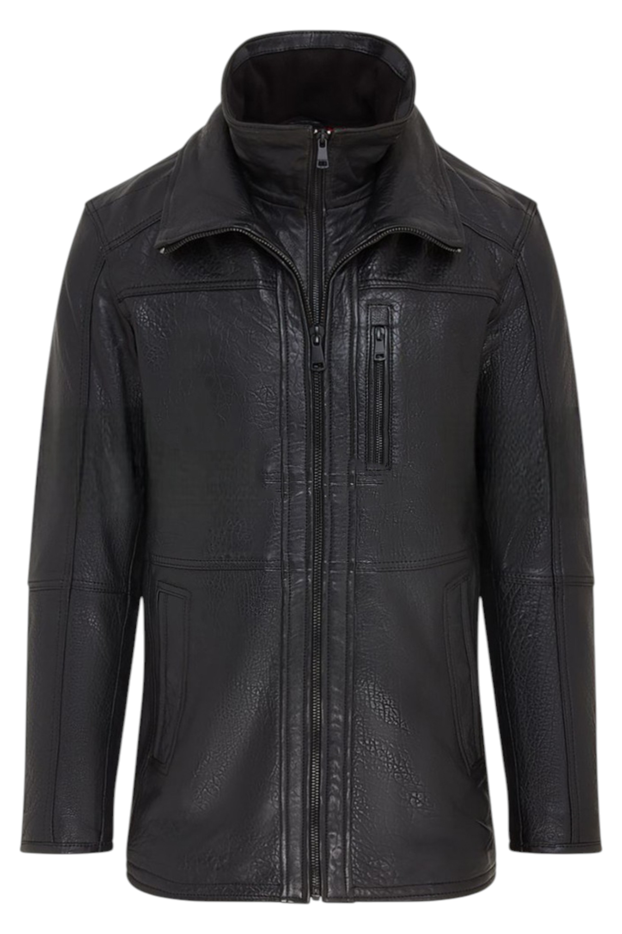 Infinity Leather Varm Medellång Läderbikerkappa Herr Colac – bild 2