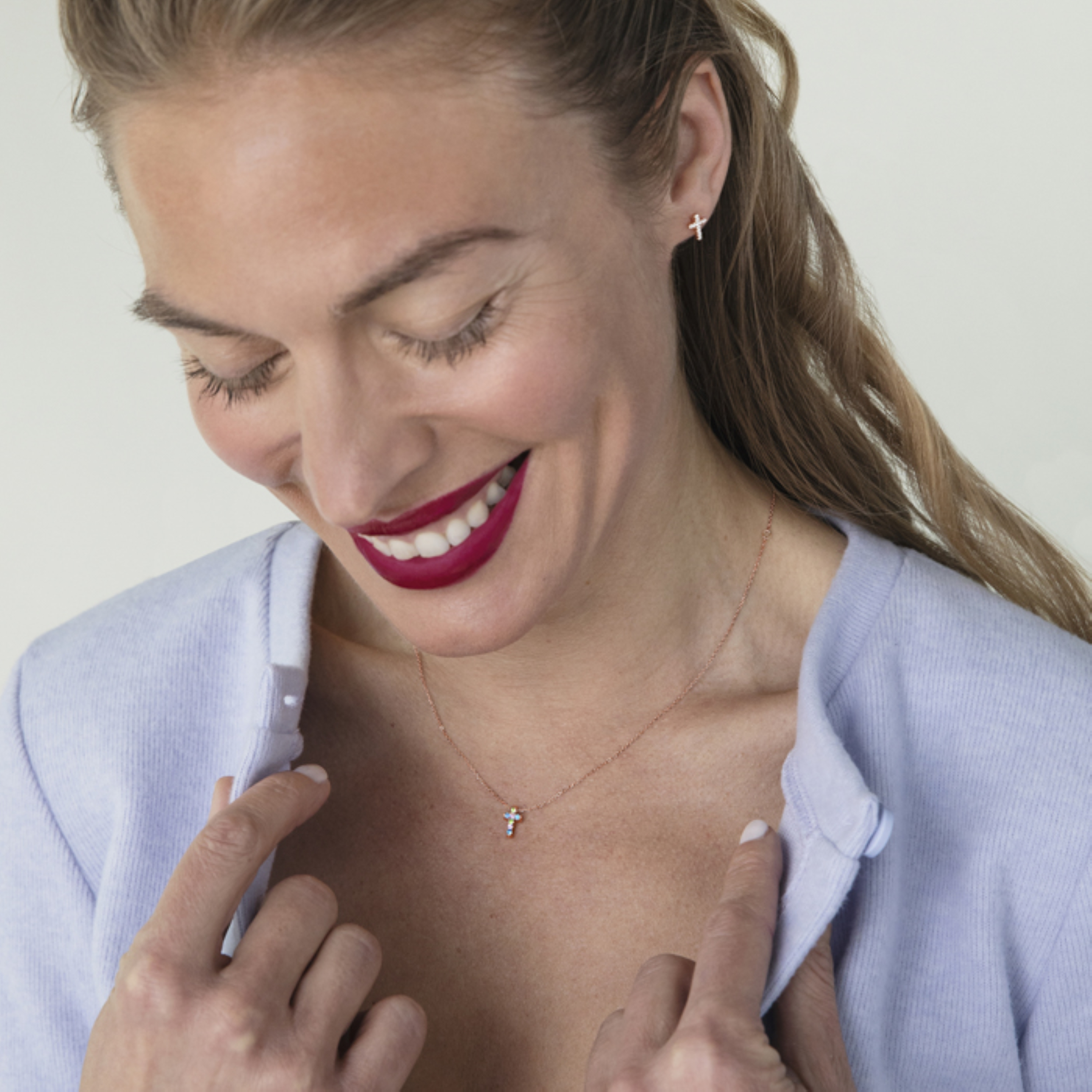 Luxenter kon-halsband i 925 sterlingsilver och flerfärgade zirkoner med 18 karats roséguldplätering dam – bild 2