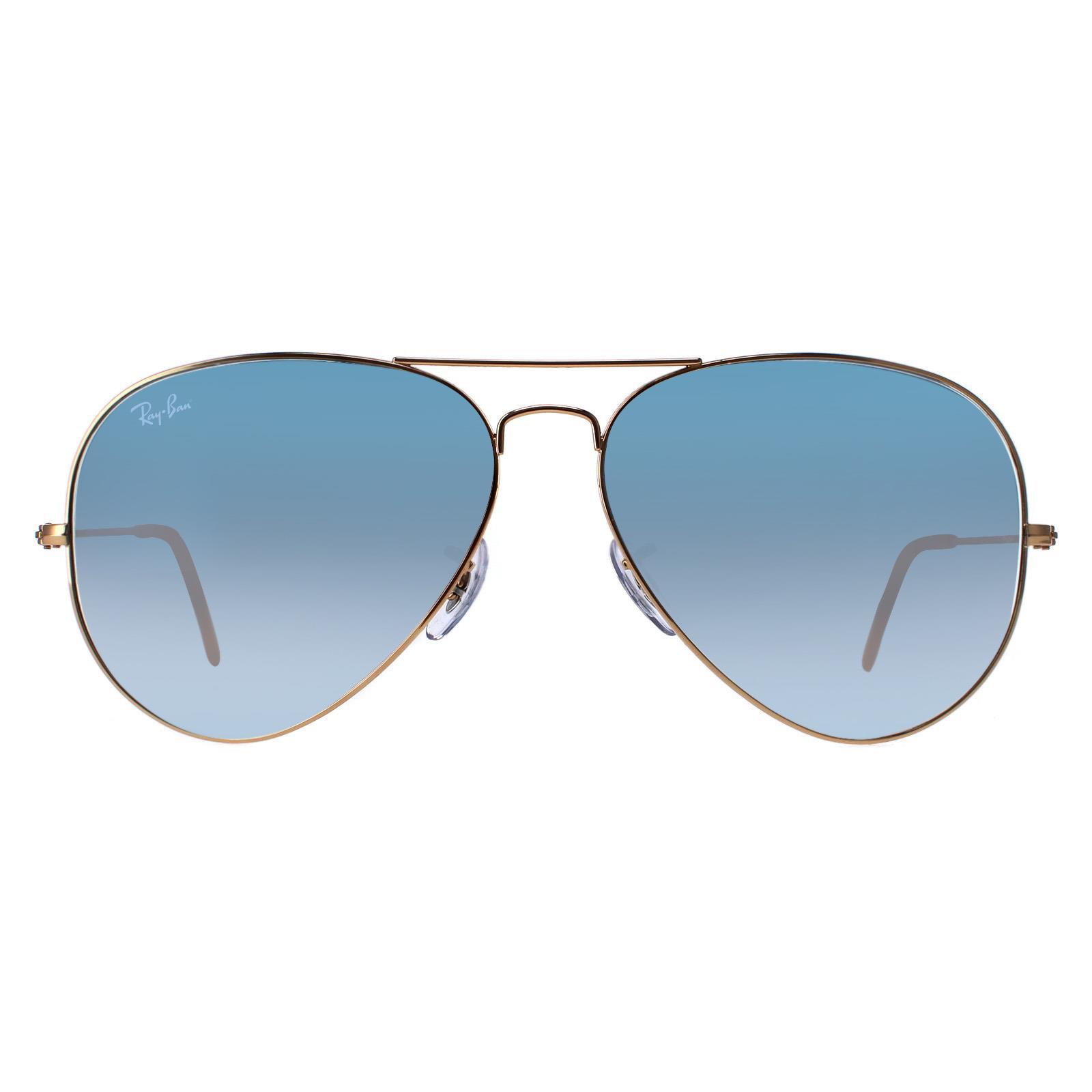 Ray-Ban Unisex Sunglasses Aviator 3025 001/3F Gold Blue 58mm Metal (archived) – One Size