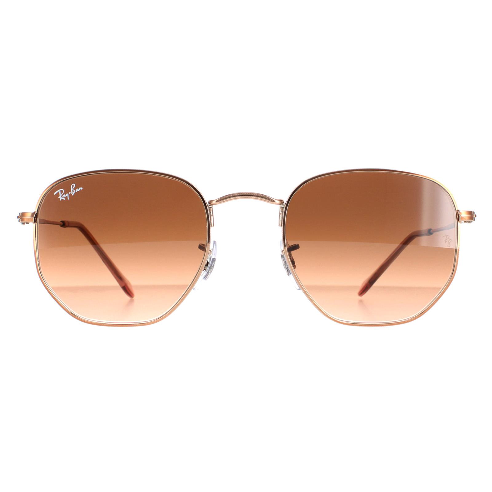 Thumbnail - Ray-Ban Square Unisex Polierte Bronze Kupfer Braun Gradient Sechseckig RB3548N