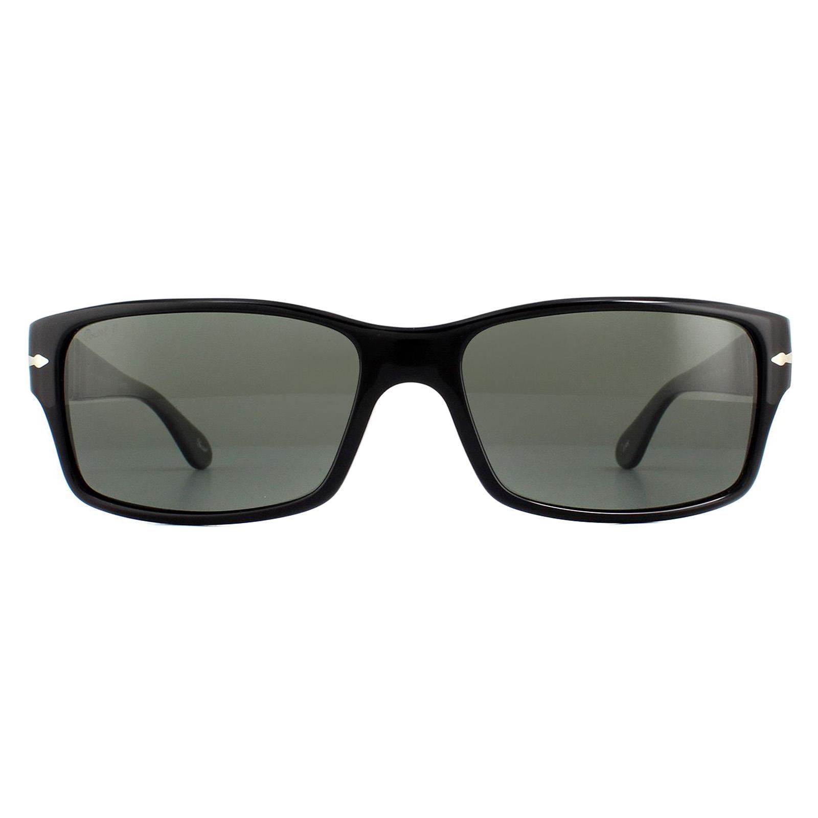 Thumbnail - Persol Rectangle Mens Schwarz Grün Polarisierte Sonnenbrille