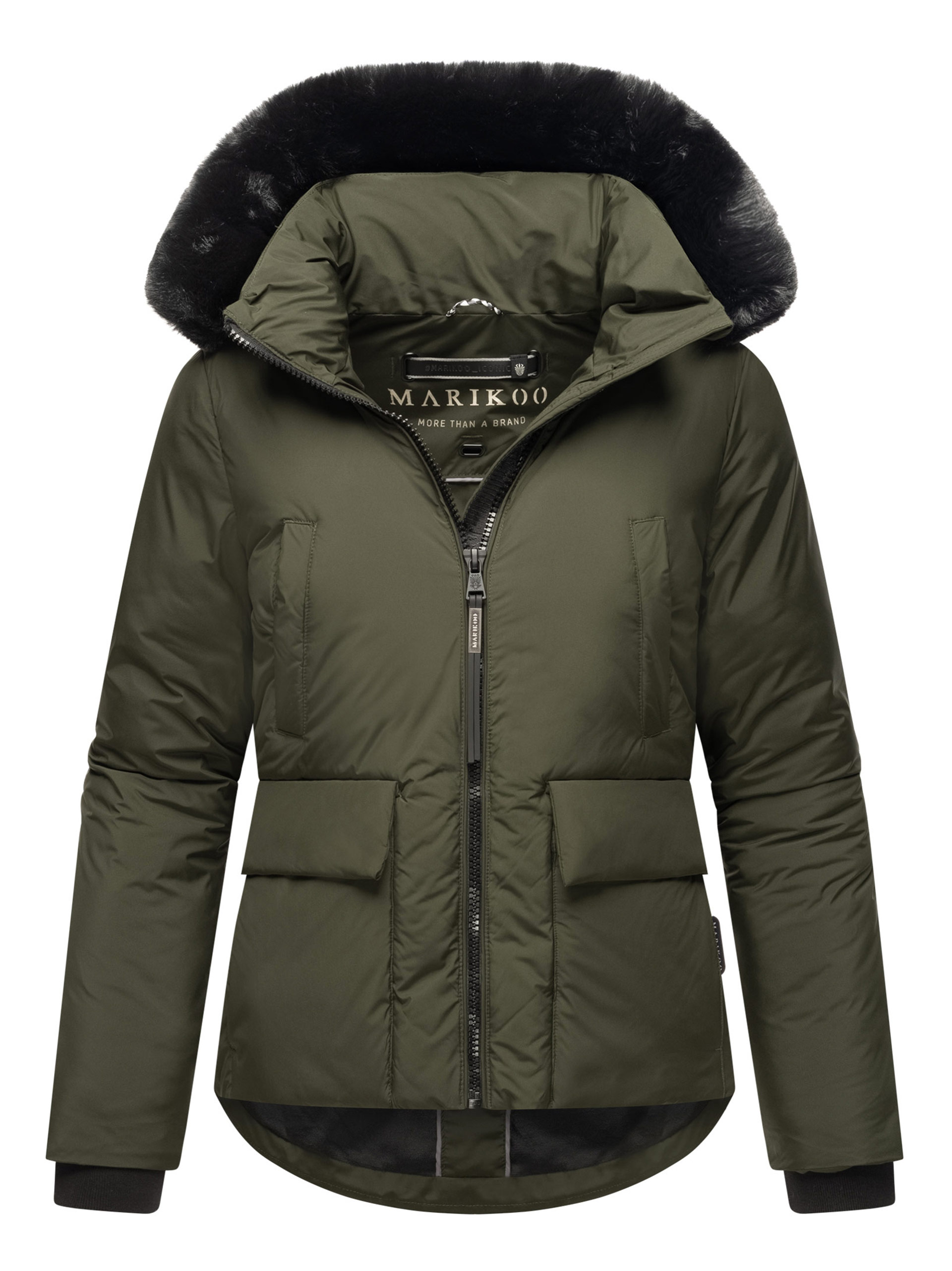 Marikoo Damen Winterjacke Kurz Mit Kunstfell & Teddyfutter – Morinaa