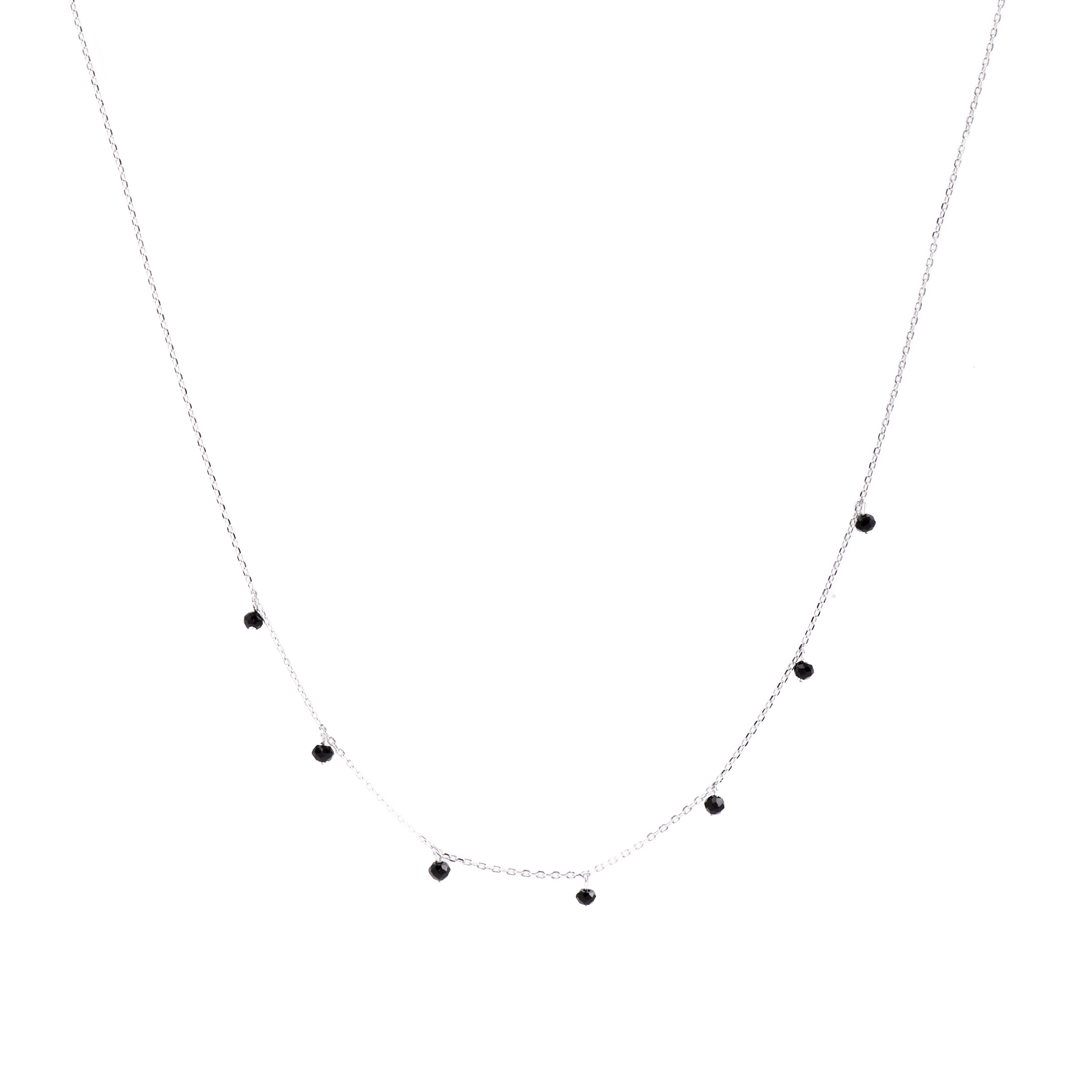 khosar halsband i 925 sterling silver och onyx med rodiumpläterad yta