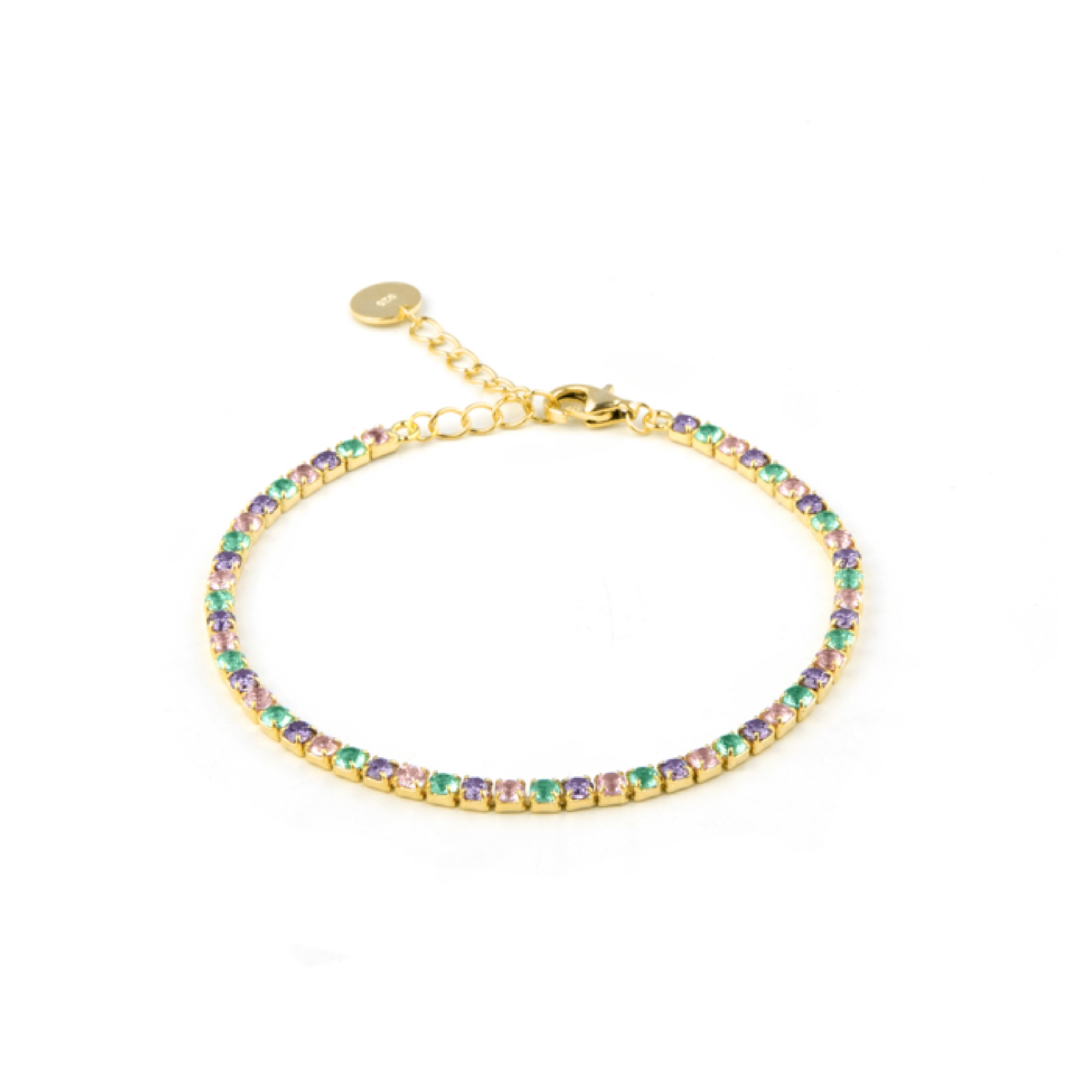 925 sterling silverarmband med flerfärgade zirkoner i 18K gult guld Tahu